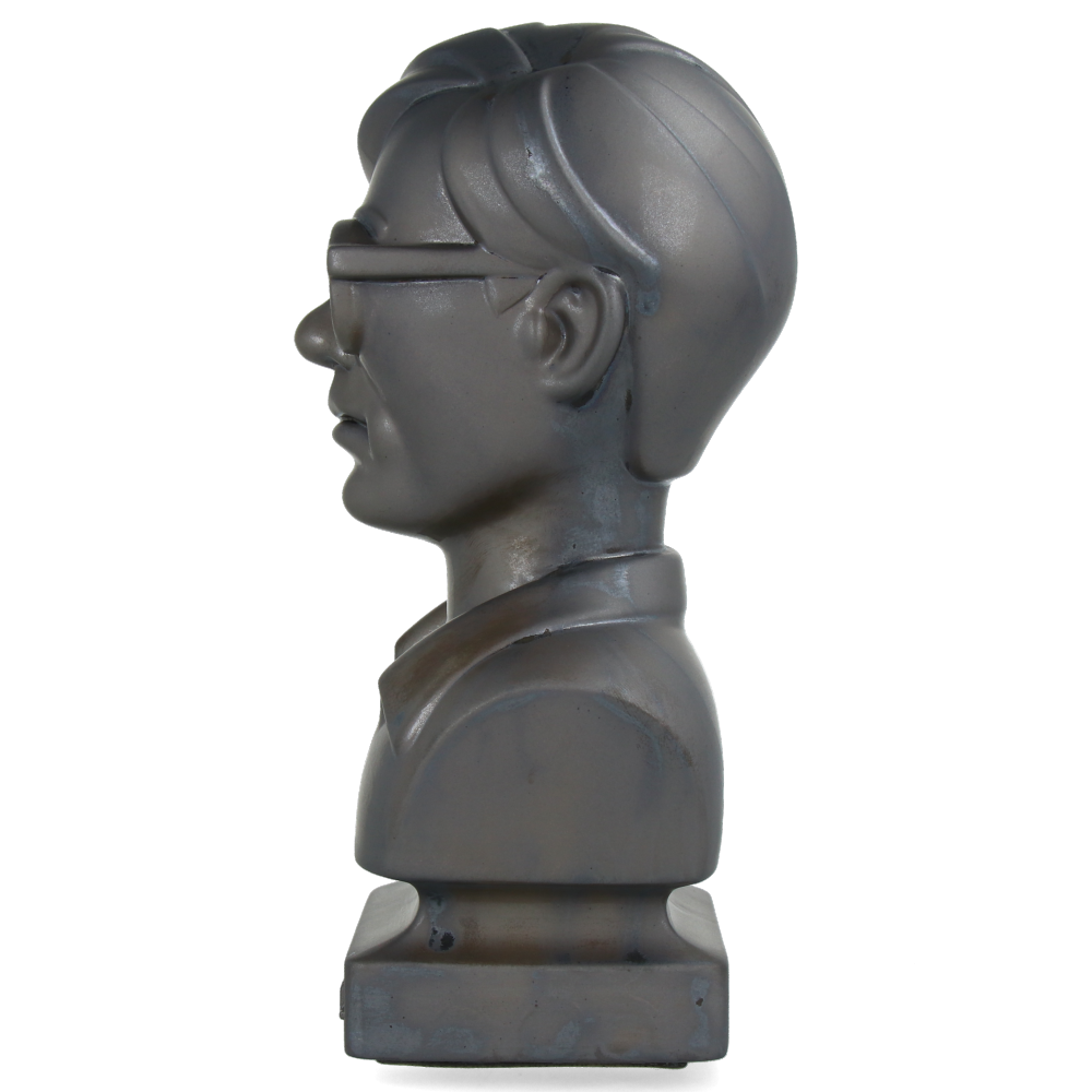 Andy Warhol Ceramic Bust Statue - 1960s Retro ASH GOLD Art Decor | Pop Art Collectible for Home & Office Display