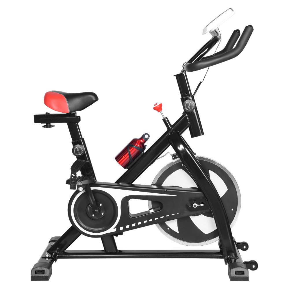 HTNBO Belt Drive Indoor Exercise Bike with LCD Monitor & iPad Mount - Quiet Stationary Bike for Home Workout, Cardio Training | Perfect for Small Spaces, Apartment Fitness & Cycling Enthusiasts
