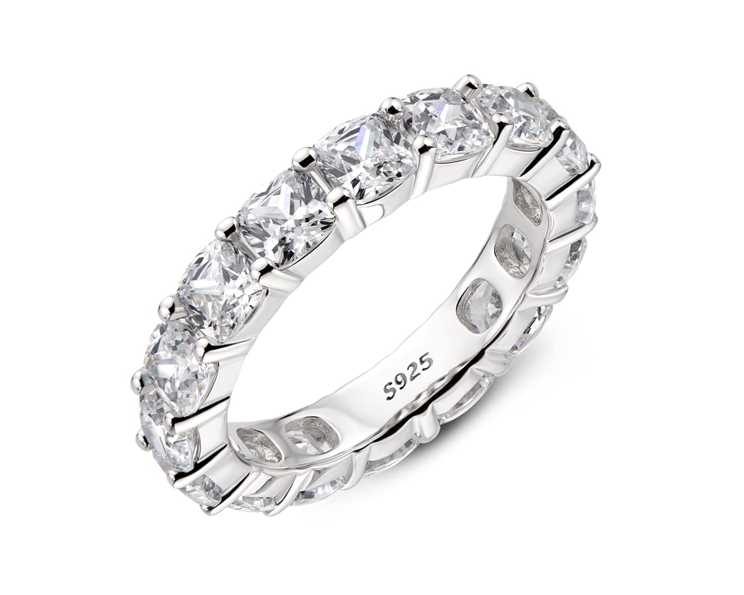AINUOSHI 925 Sterling Silver Eternity Ring for Women - Emerald/Oval/Radiant/Round/Cushion Cut Cubic Zirconia Wedding Band, Elegant Engagement Jewelry Gift with Jewelry Box | Perfect for Anniversaries, Proposals & Special Occasions