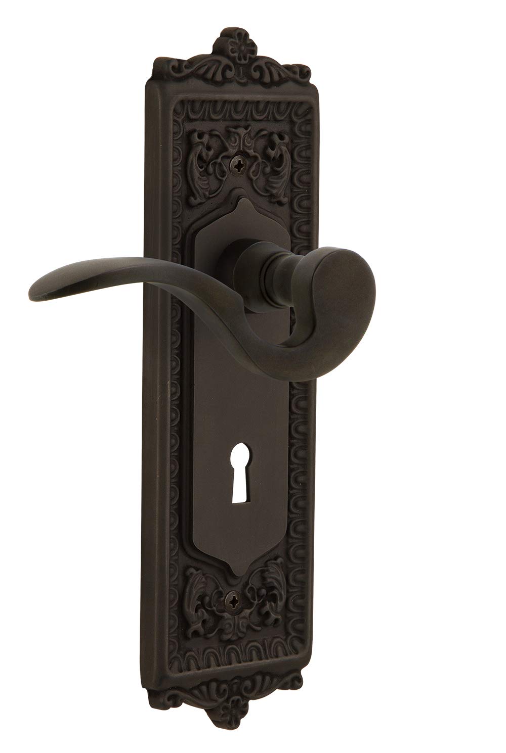Nostalgic Warehouse Egg & Dart Pattern Single Dummy Door Knob with Keyhole - Oil-Rubbed Bronze Finish | Vintage Home Decor for Bedroom & Entryway Doors