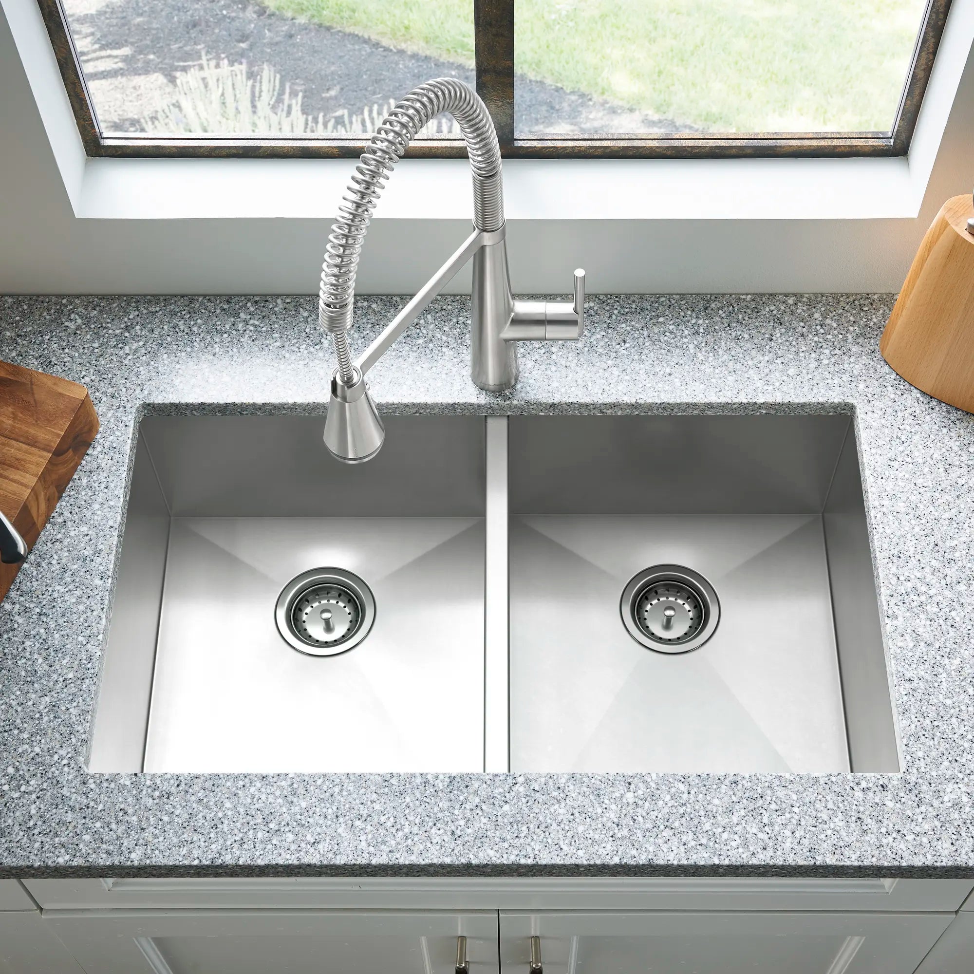 Edgewater® 33 x 22 Inch Stainless Steel 1 Hole Dual Mount Double Bowl ADA Compliant Kitchen Sink - Perfect for Modern Homes & Restaurant Use