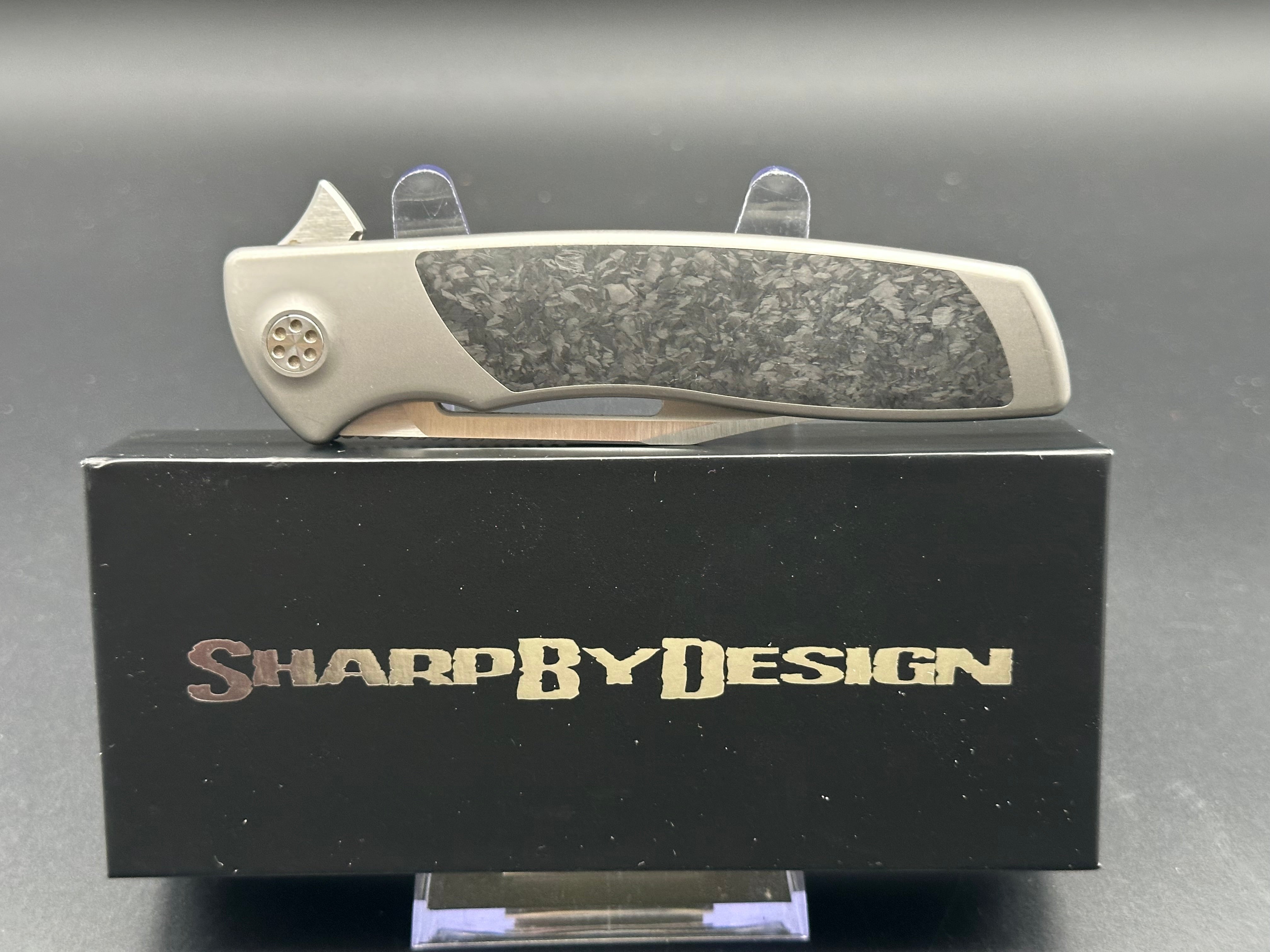 Sharp By Design Evo Typhoon Bowie Knife - Titanium & Carbon Fiber Handle, M390 Steel Blade - Outdoor Survival, Camping, Hunting, Tactical EDC