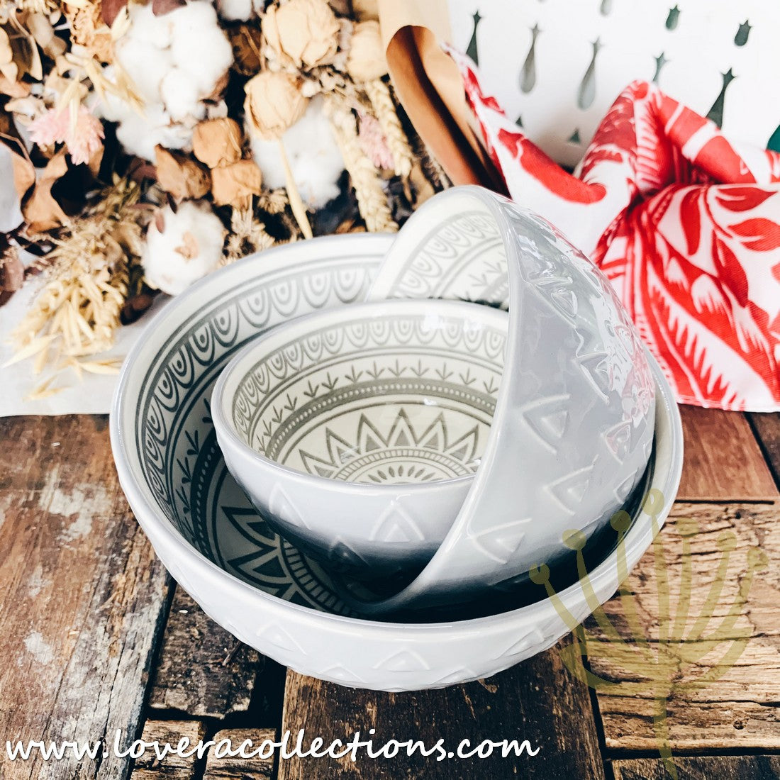 Bohemian Embossed Dinnerware Set - 50% Off + Buy 1 Get 1 Free - Perfect for Boho Chic Dining, Wedding Registry & Home Decor