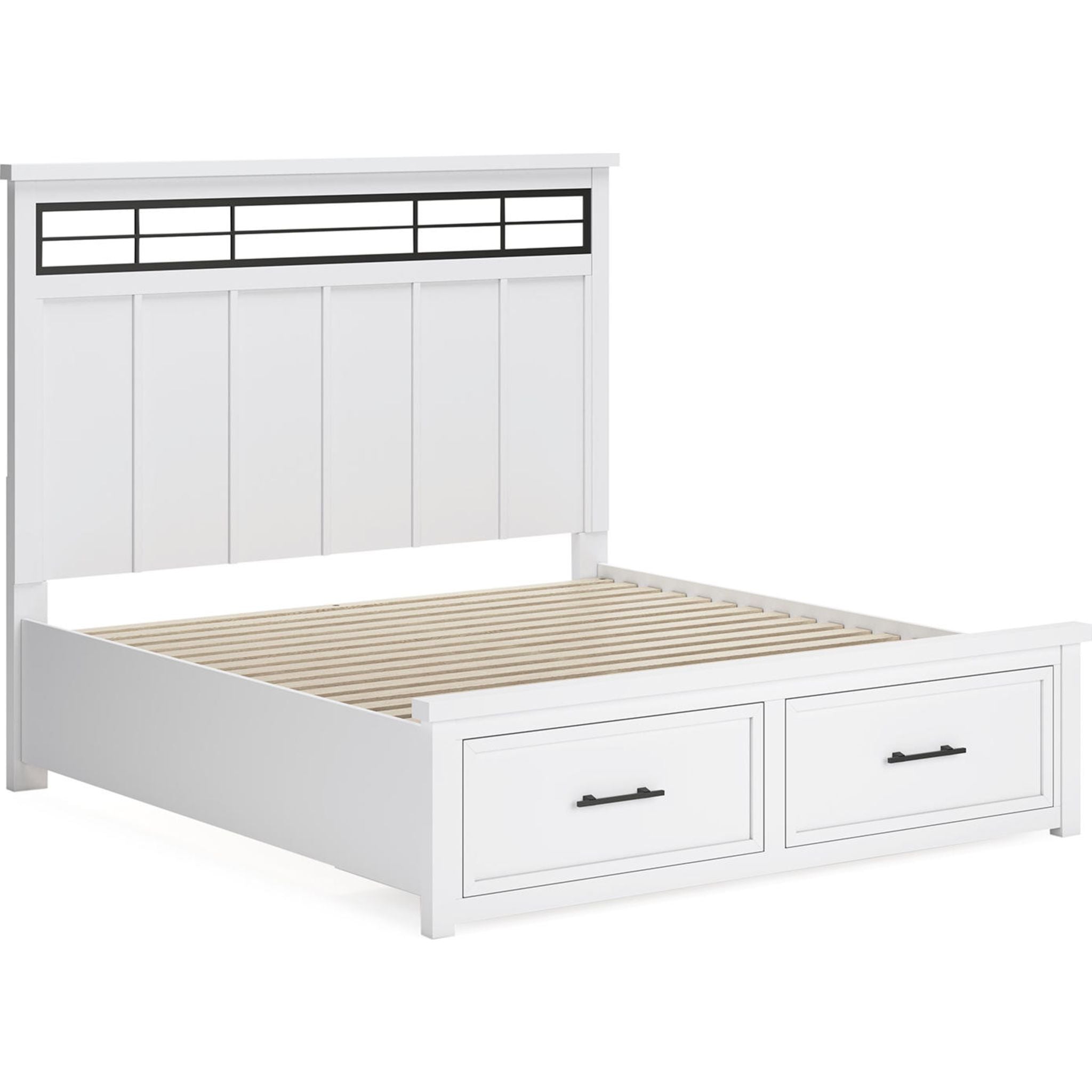 Ashbryn King Size Storage Bed Frame - White & Natural Finish for Modern Bedroom Organization