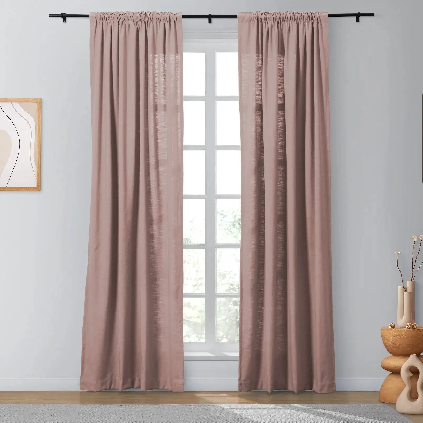 Isabella Heavyweight Cotton Blackout Curtains - Soft Top Thermal Insulated Drapes for Living Room & Bedroom - Noise Reducing & Energy Saving Window Treatments