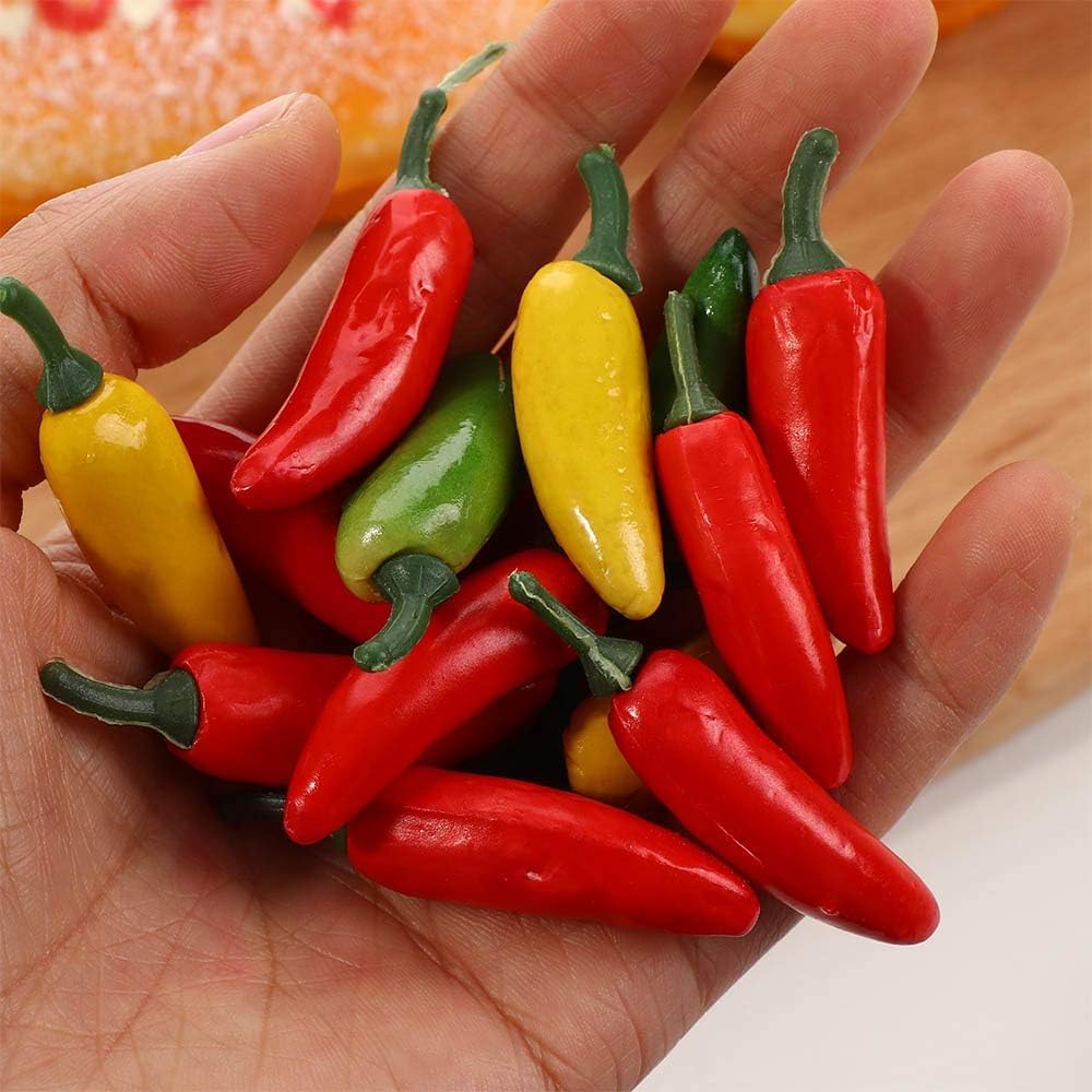 10Pcs Realistic Red Artificial Chili Peppers - Fake Plastic Vegetables for Home Kitchen Decor, Party Display, and DIY Crafts - Perfect for Table Centerpieces, Restaurant Decor, and Themed Events