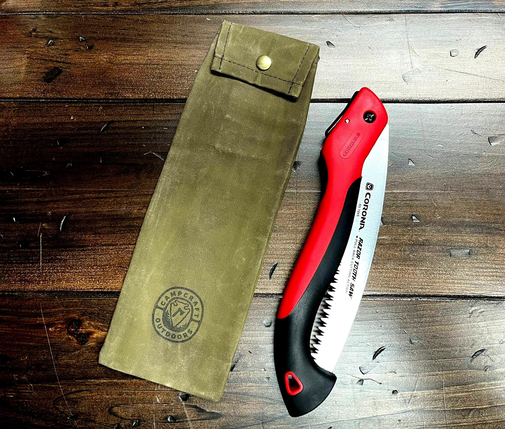 Durable Waxed Canvas Folding Saw Pouch - 13 Inch Silky Bushcraft & Pruning Saw Sheath | Perfect for Outdoor Camping, Hiking & Gardening Tools Storage
