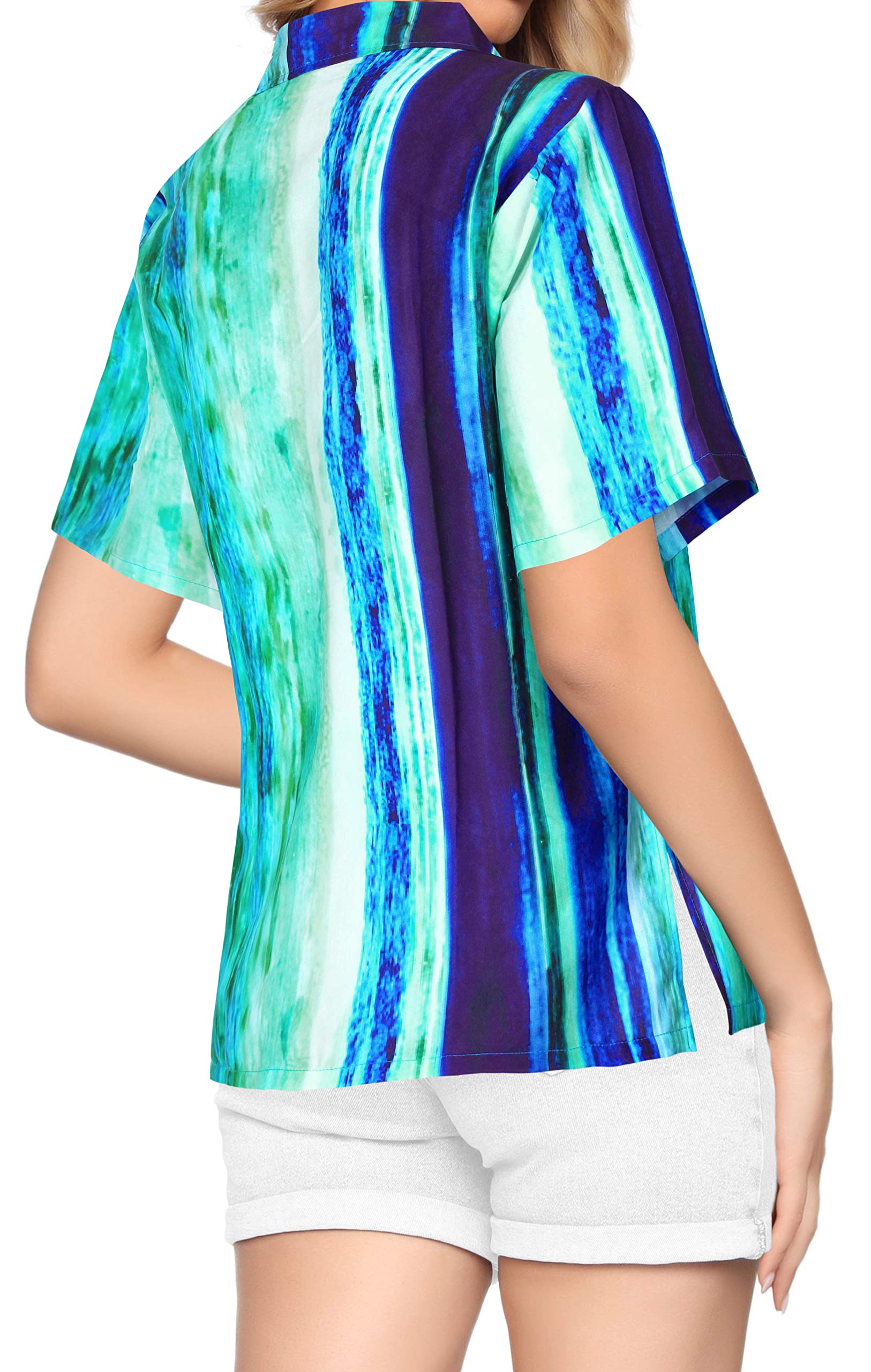 Happy Bay Women's Short Sleeve Hawaiian Shirt - Tropical Floral Print Beach Blouse for Vacation, Summer Outfits & Casual Wear