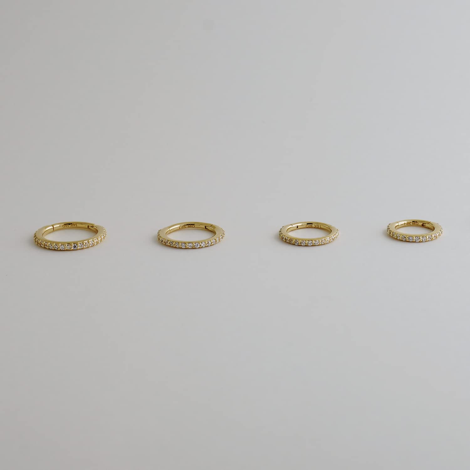 14K Gold CZ Hoop Earrings for Cartilage, Daith, Helix - 16G Genuine Gold Body Jewelry for Women - Perfect Gift for Piercing Lovers - Ideal for Everyday Wear & Special Occasions