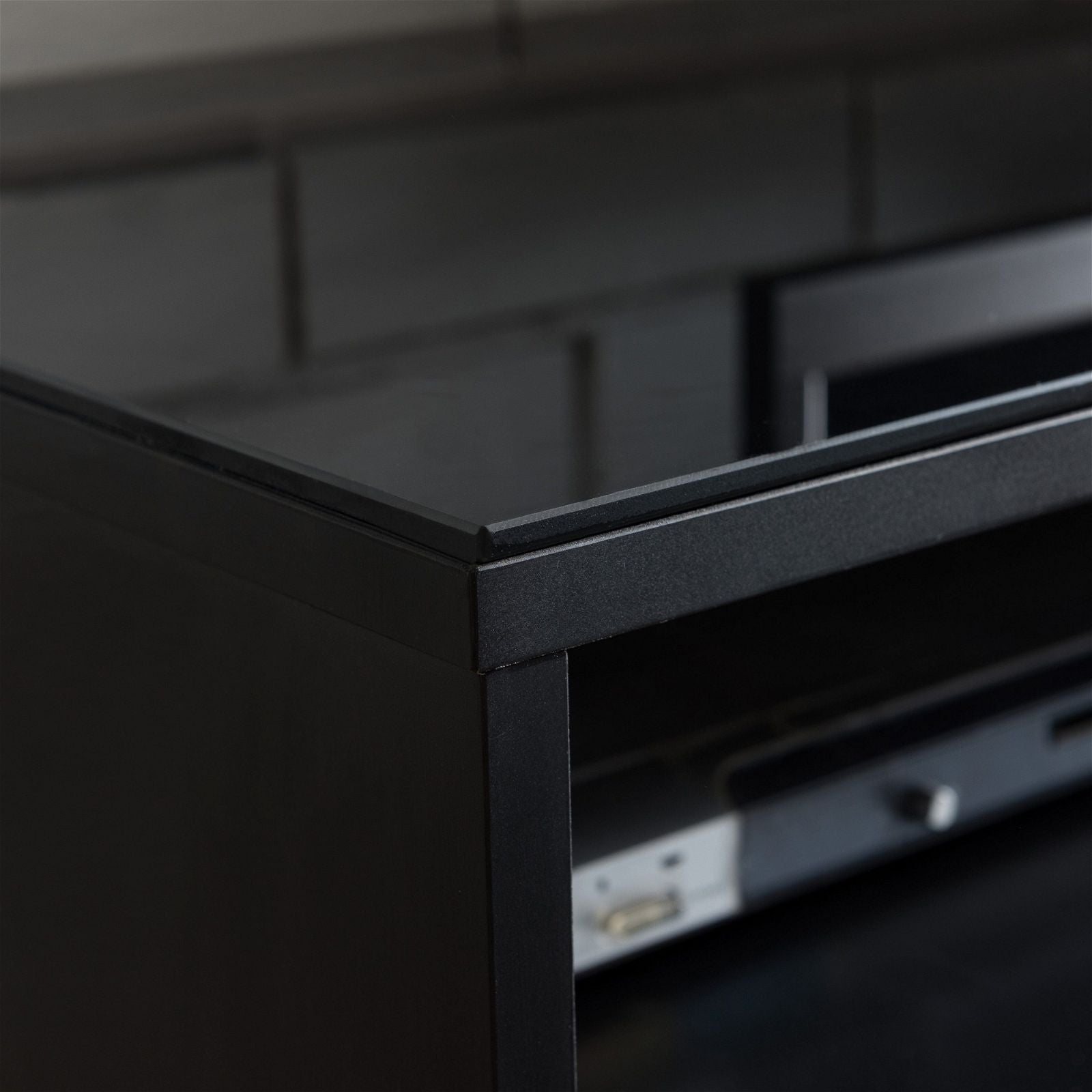 Tauris™ SUAVE1800 Black Entertainment Center - Modern TV Stand for Living Room, Home Theater & Gaming Setup