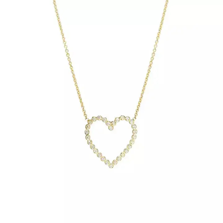 Heart CZ Diamond Pendant Necklace for Women - Elegant Cubic Zirconia Jewelry Gift for Valentine's Day, Anniversary & Special Occasions