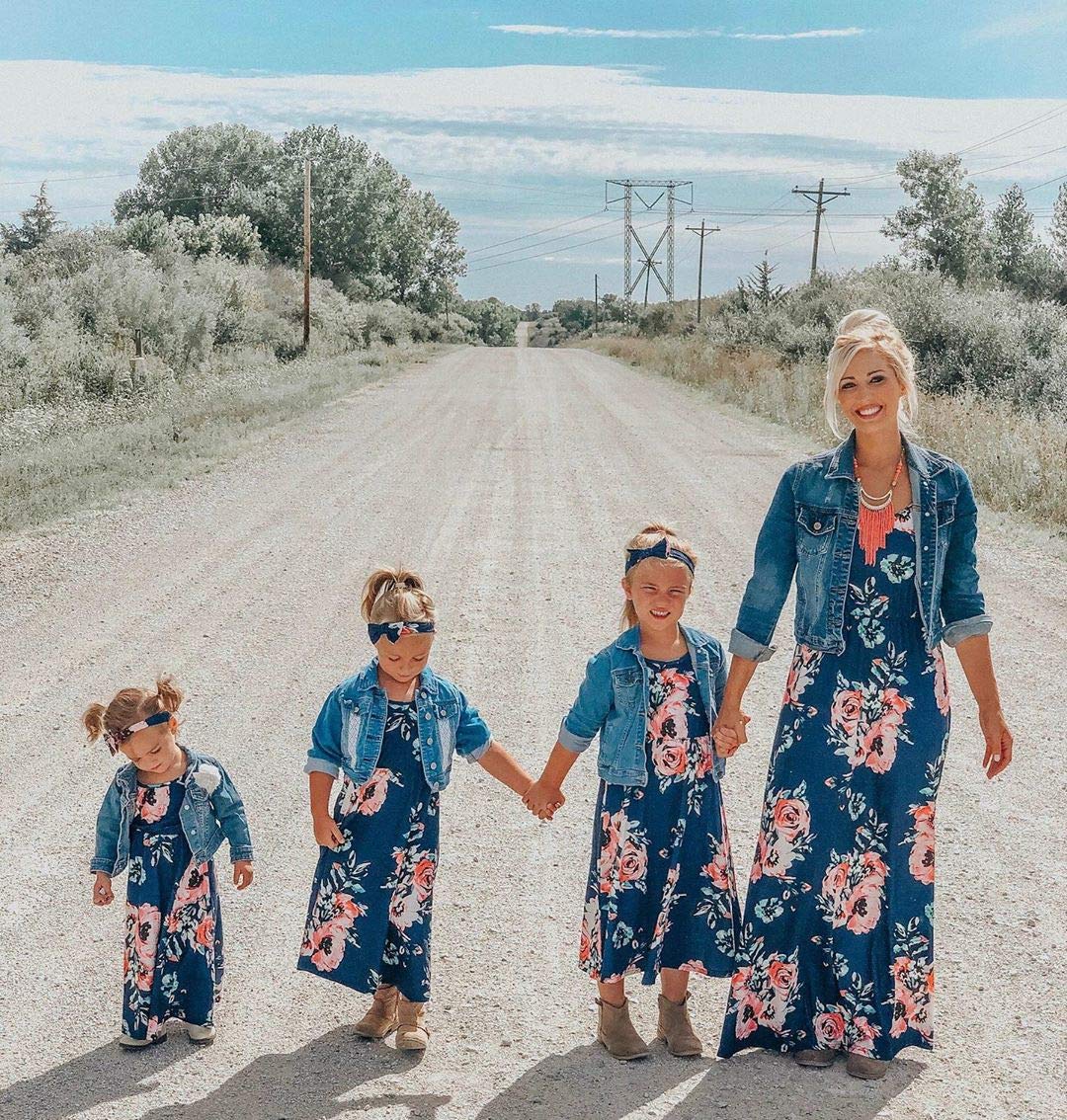 IFFEI Mommy and Me Matching Summer Dress - Spaghetti Strap Casual Sundress for Women & Girls, Beach Sleeveless Dress Set with Headband - Perfect for Family Photos, Vacation & Outdoor Activities