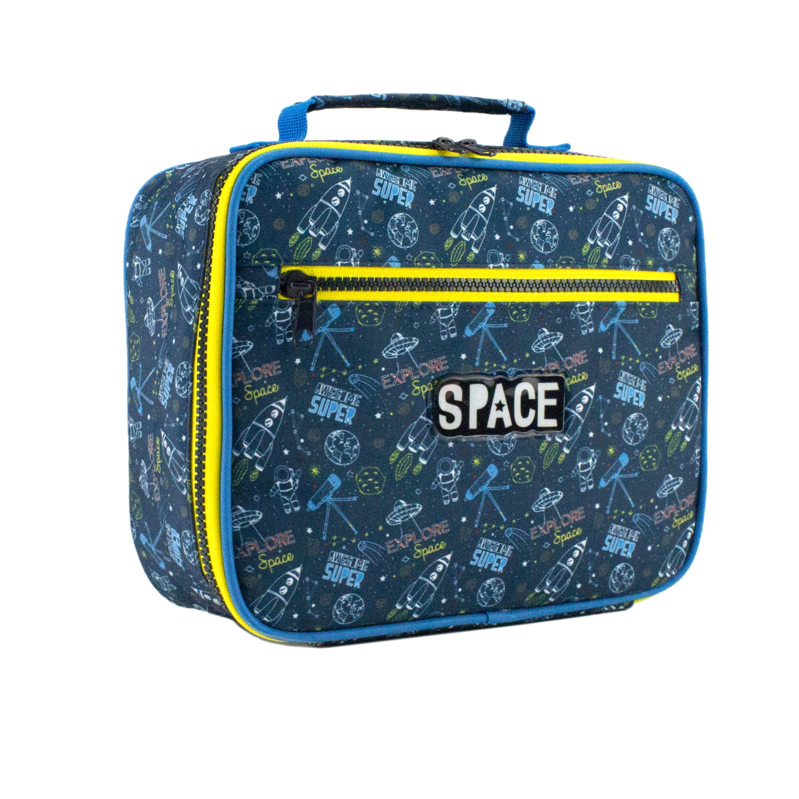 Insulated Kids Lunch Box - Reusable Tote Lunch Bag for School, Boys & Girls | Space Blue Design | Perfect for School Lunches, Picnics & Outdoor Activities
