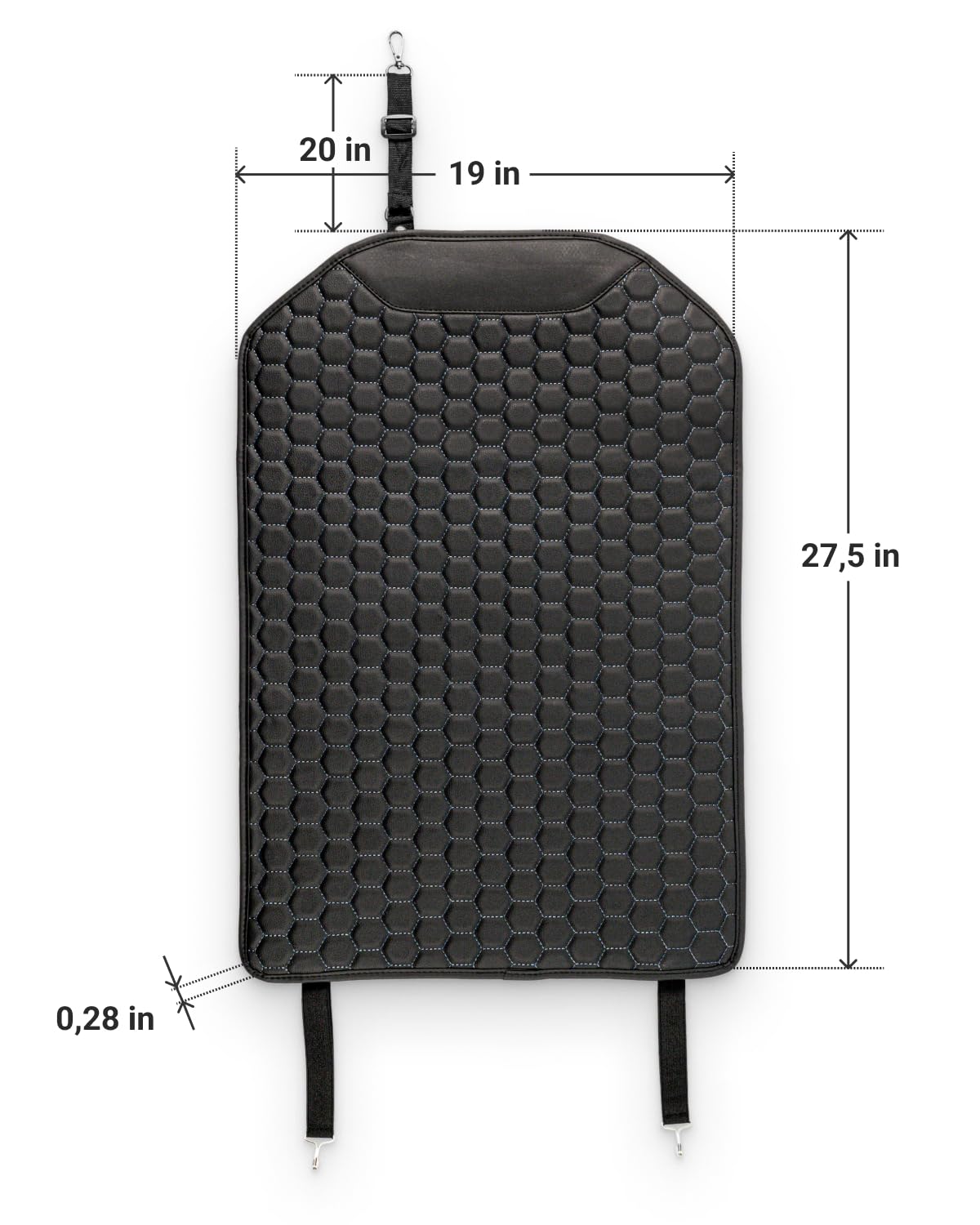 Premium Leather Car Seat Protector for Back Seat - Waterproof & Non-Slip Kids Seat Cover with Kick Mat - Durable Back of Seat Protector for Child Safety - 1PC Black - Perfect for Family Road Trips & Child Car Protection
