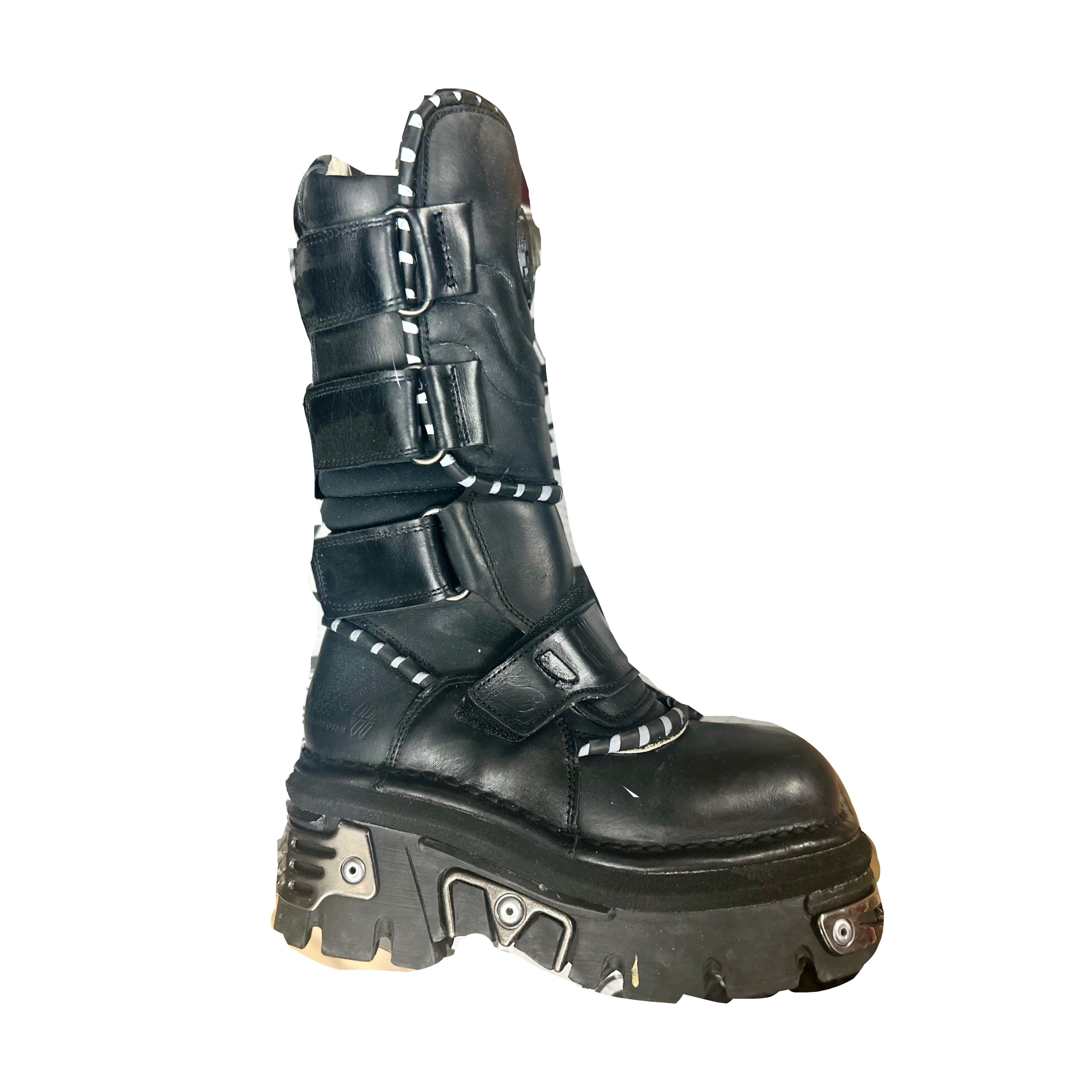 New Rock M 468 - Premium Leather Combat Boots for Men & Women | Gothic Punk Motorcycle Boots | Perfect for Concerts, Motorcycle Riding & Street Fashion