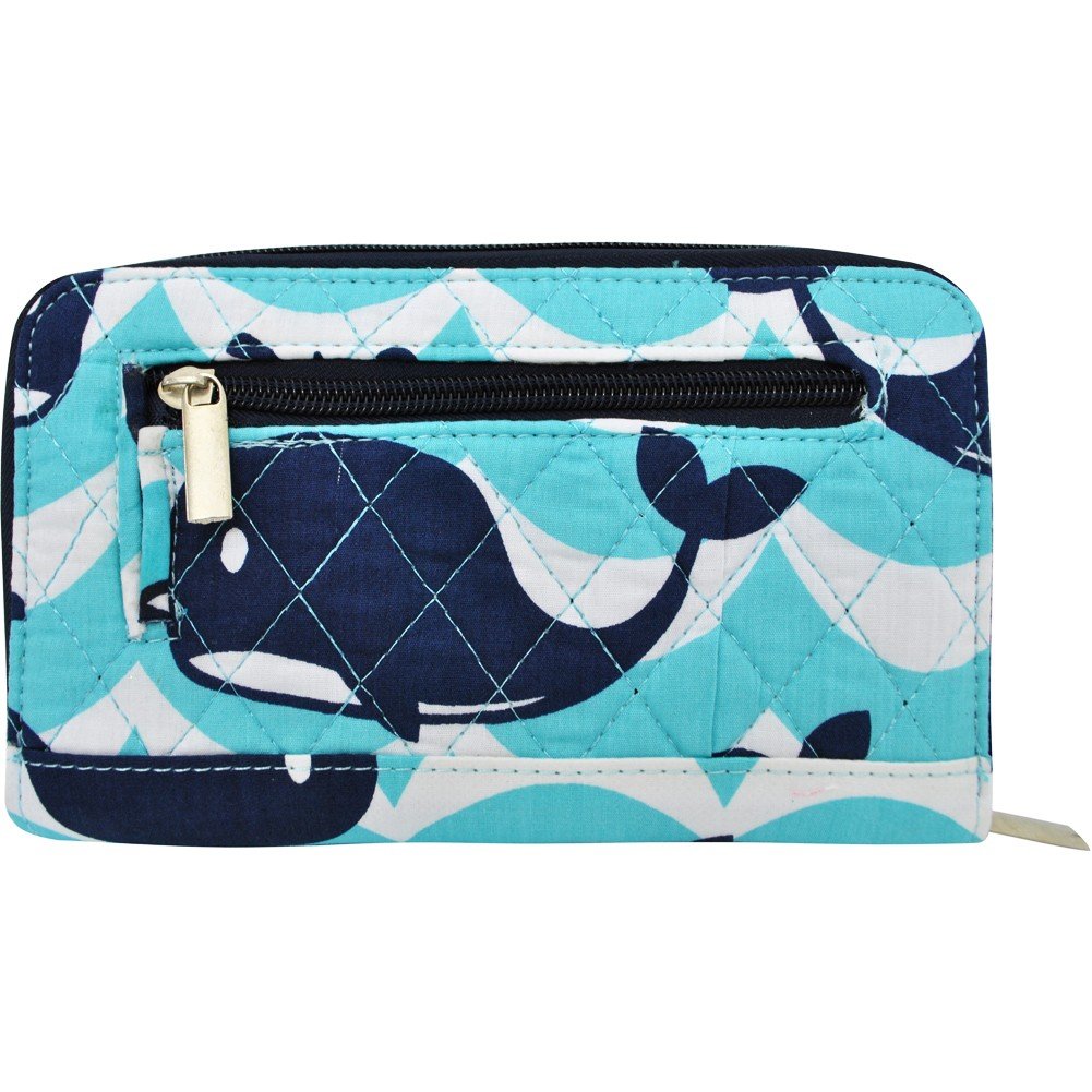 Ocean Waves Whale Print Quilted Twist Lock Wallet - Stylish Bi-Fold Wallet for Men & Women - Perfect for Travel, Shopping, and Everyday Use
