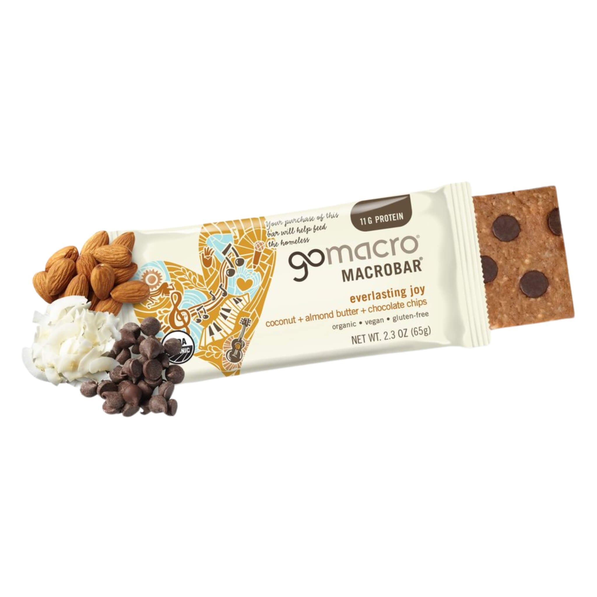 Organic MacroBar Coconut Almond Butter & Chocolate Chips - Gluten-Free Protein Snack Bars for Energy, Hiking & On-the-Go Nutrition