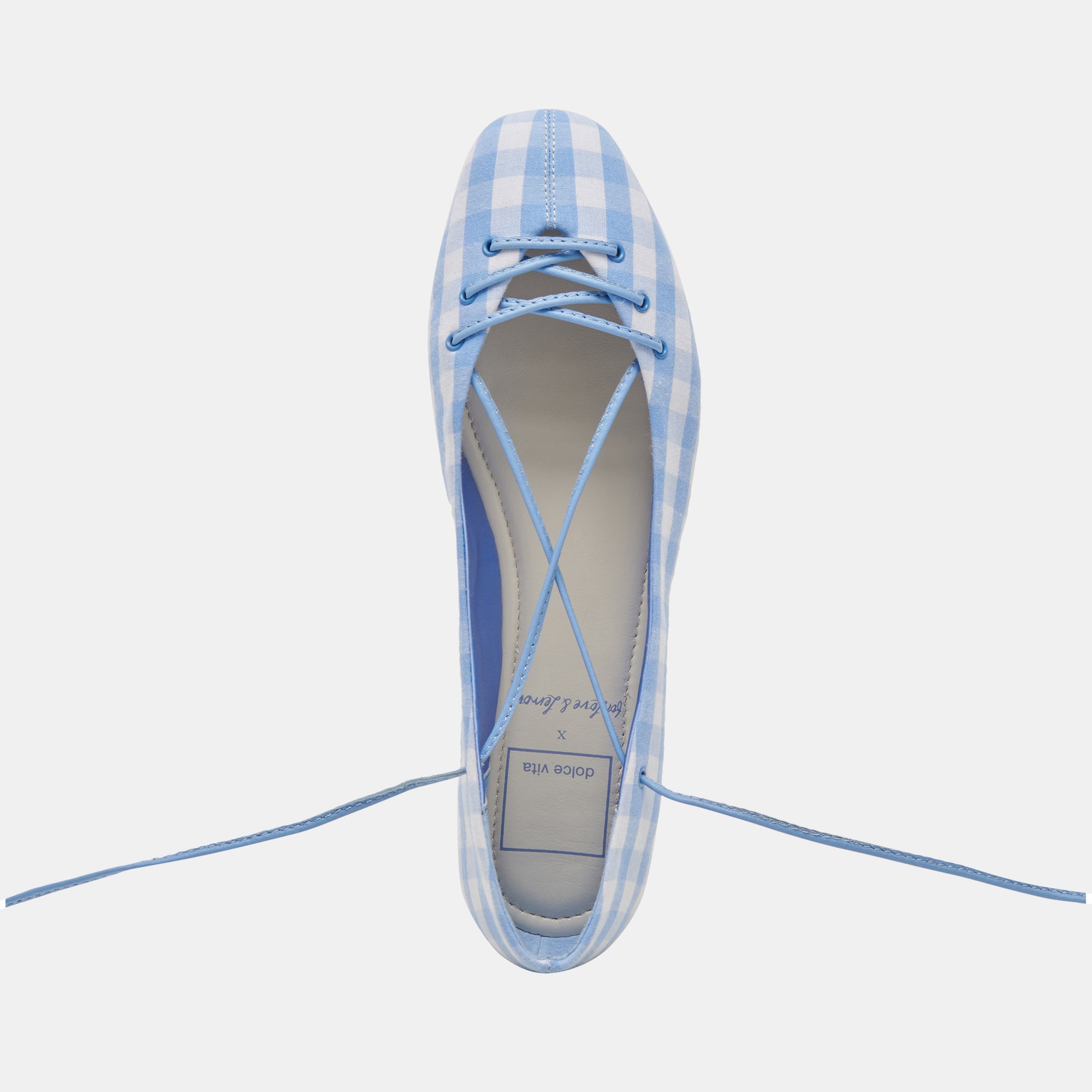 BEATE Women's Ballet Flats - White & Blue Gingham Pattern Comfortable Slip-On Shoes for Casual Wear, Office & Travel