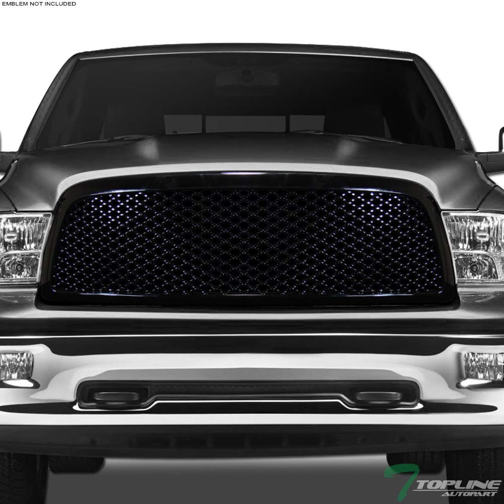 Glossy Black Mesh Front Hood Bumper Grill Grille Guard ABS Compatible With 2009-2012 Dodge Ram 1500 - Durable Protection & Stylish Upgrade for Off-Road & Daily Driving