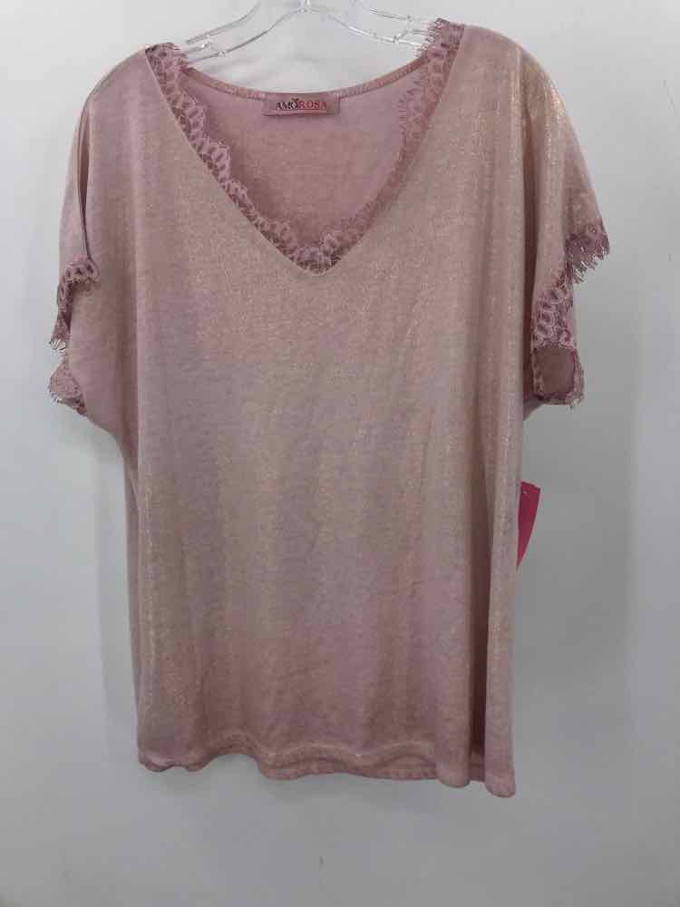 Vintage Amoroso Pink Blouse Women's Size L/XL - Boho Chic Top for Casual Wear, Office, and Date Nights