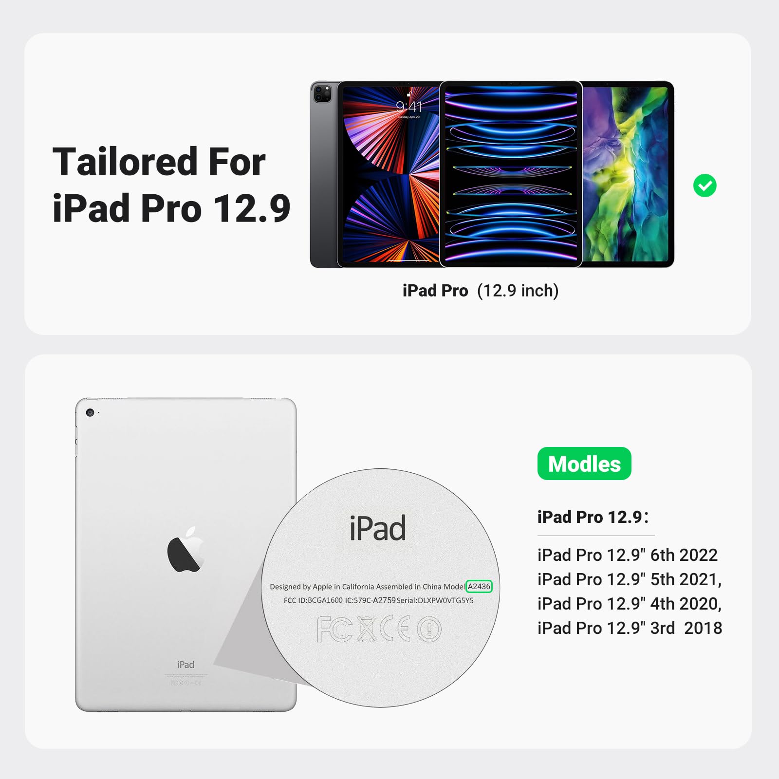 UGREEN Magnetic Stand for iPad Pro 12.9 (2020-2024) & iPad Air 13 - 360° Rotating Aluminum Holder with Adjustable Height, Foldable Design for Home Office, Travel & Desk Use