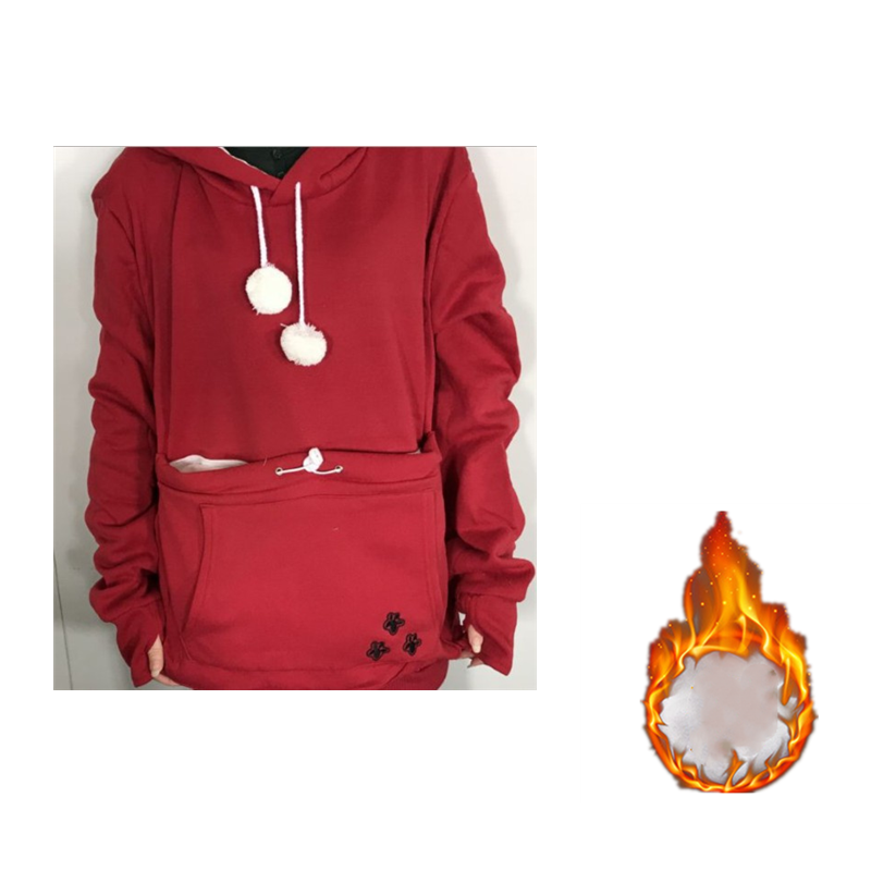 Cozy Winter Women's Hoodie with Pet Pocket - Cute Pullover Sweatshirt for Cat Lovers | Perfect for Cold Weather & Pet Snuggles