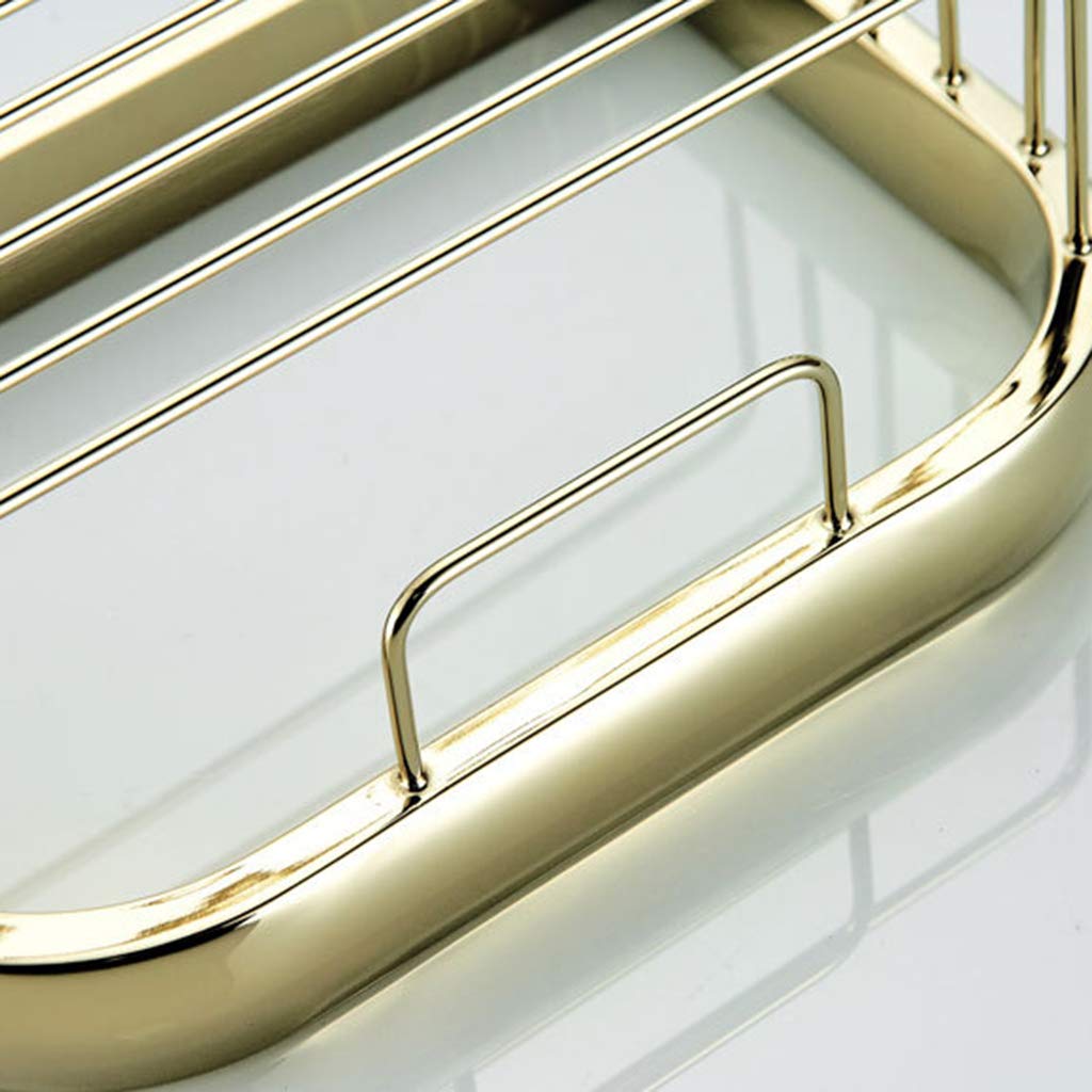 Gold Plated Brass Toilet Paper Holder - Wall Mounted Square Metal Paper Towel Shelf (19.5CM) for Bathroom Decor | Rustproof & Durable WC Accessory - Perfect for Modern Homes, Apartments & Luxury Hotels