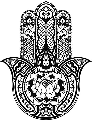 EW Designs Black & White Hamsa Hand Magnetic Vinyl Sticker with Lace Lotus Pattern - 4
