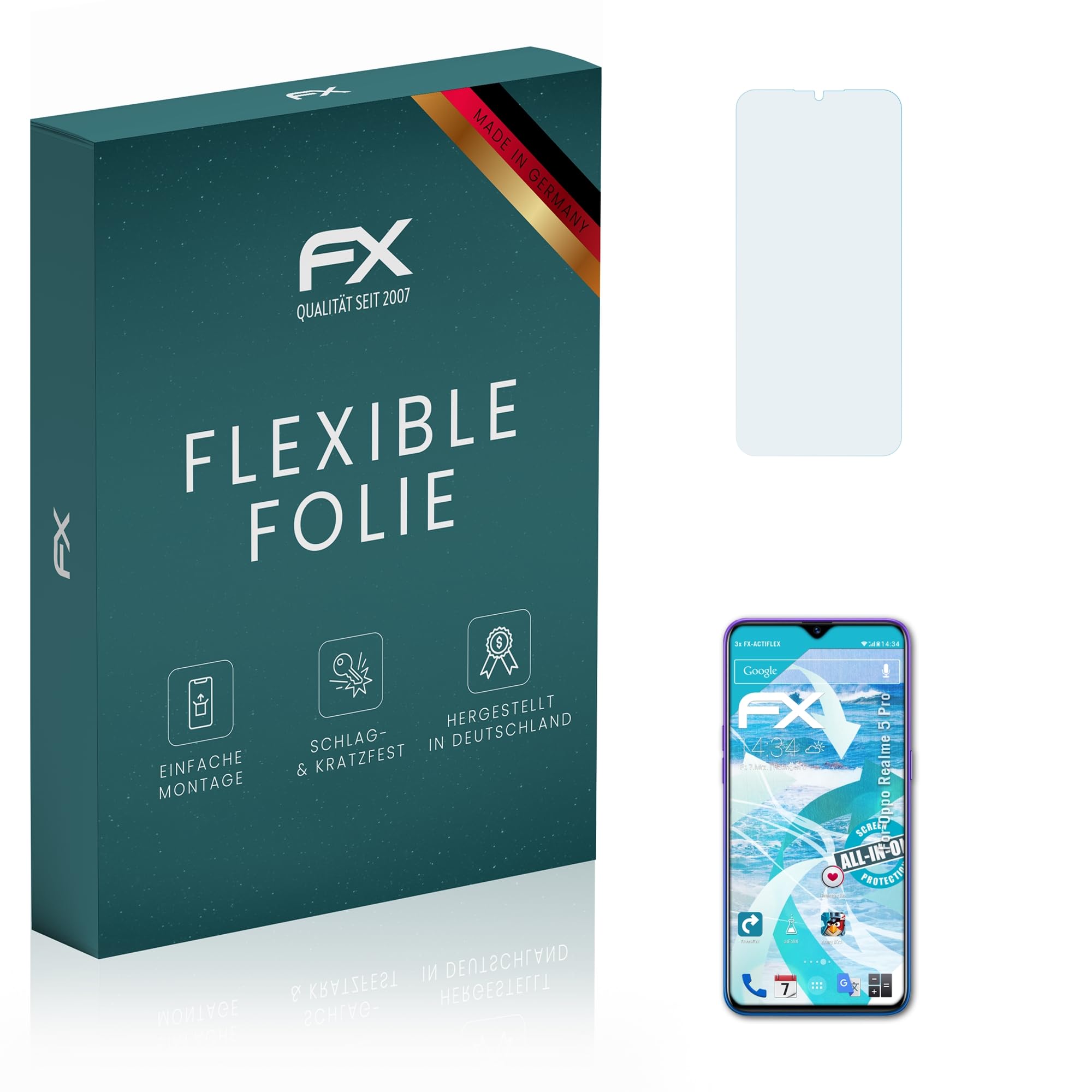 Oppo Realme 5 Pro Screen Protector - 3 Pack Ultra Clear Flexible Tempered Glass Film - Anti-Scratch & Bubble-Free for Daily Protection & Gaming