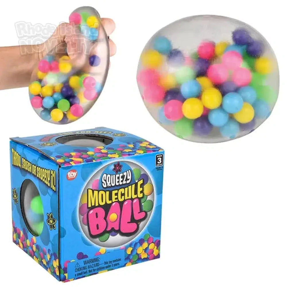 Stress Relief Squeeze Balls for Adults & Kids - 4 Pack Soft Molecule Sensory Fidget Toys for Anxiety, ADHD, Autism - Office, Classroom, Travel & Home Use