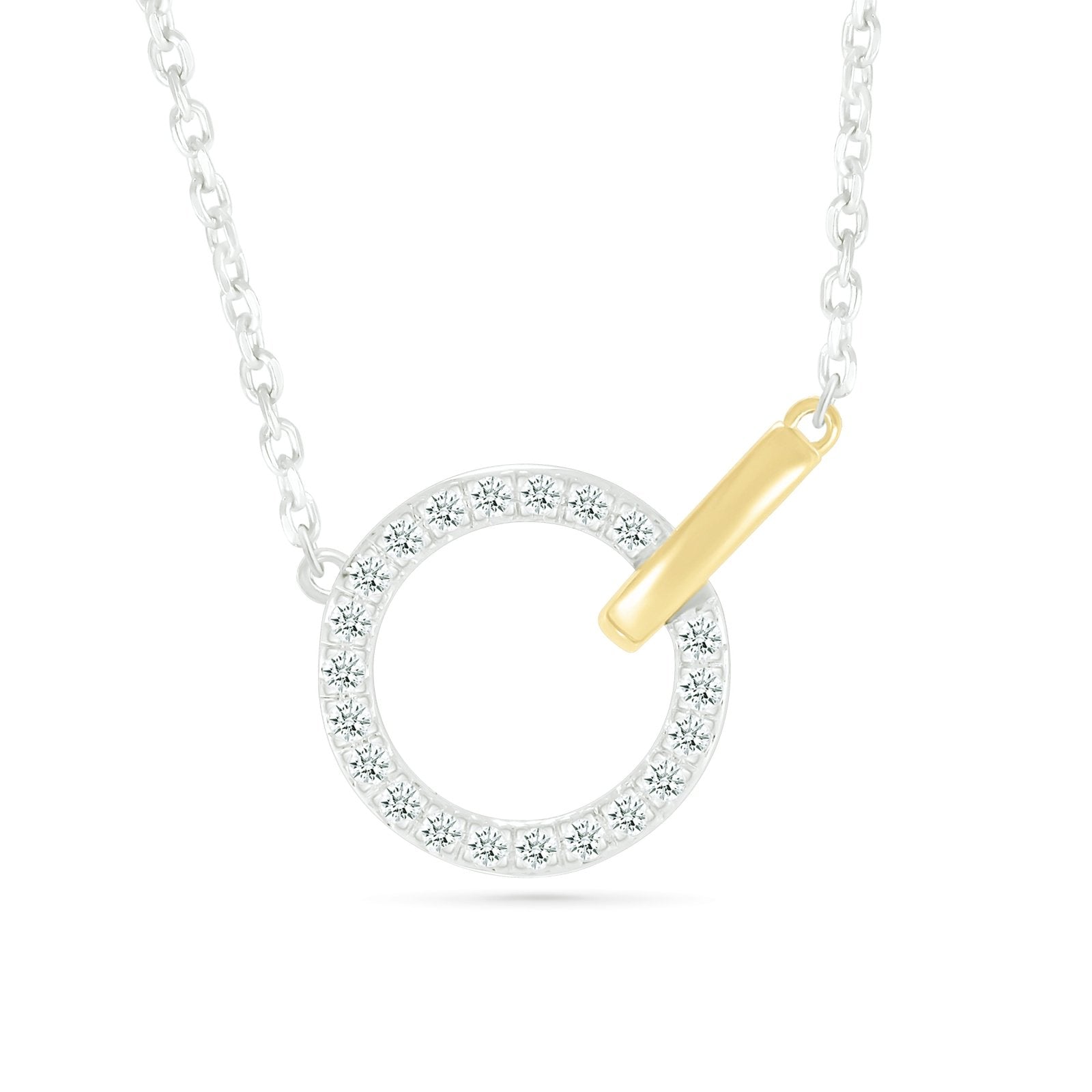 10k Yellow Gold Interlocking Diamond & Circle Necklace - Elegant Layering Jewelry for Women, Perfect for Weddings, Anniversaries & Special Occasions