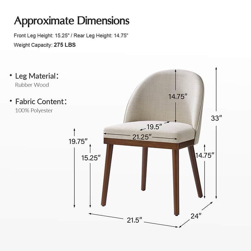 Serta Upholstered Dining Chairs with Solid Wood Legs - Comfortable Modern Kitchen & Dining Room Seating (Set of 2/4/6) for Home, Restaurant, or Office Use