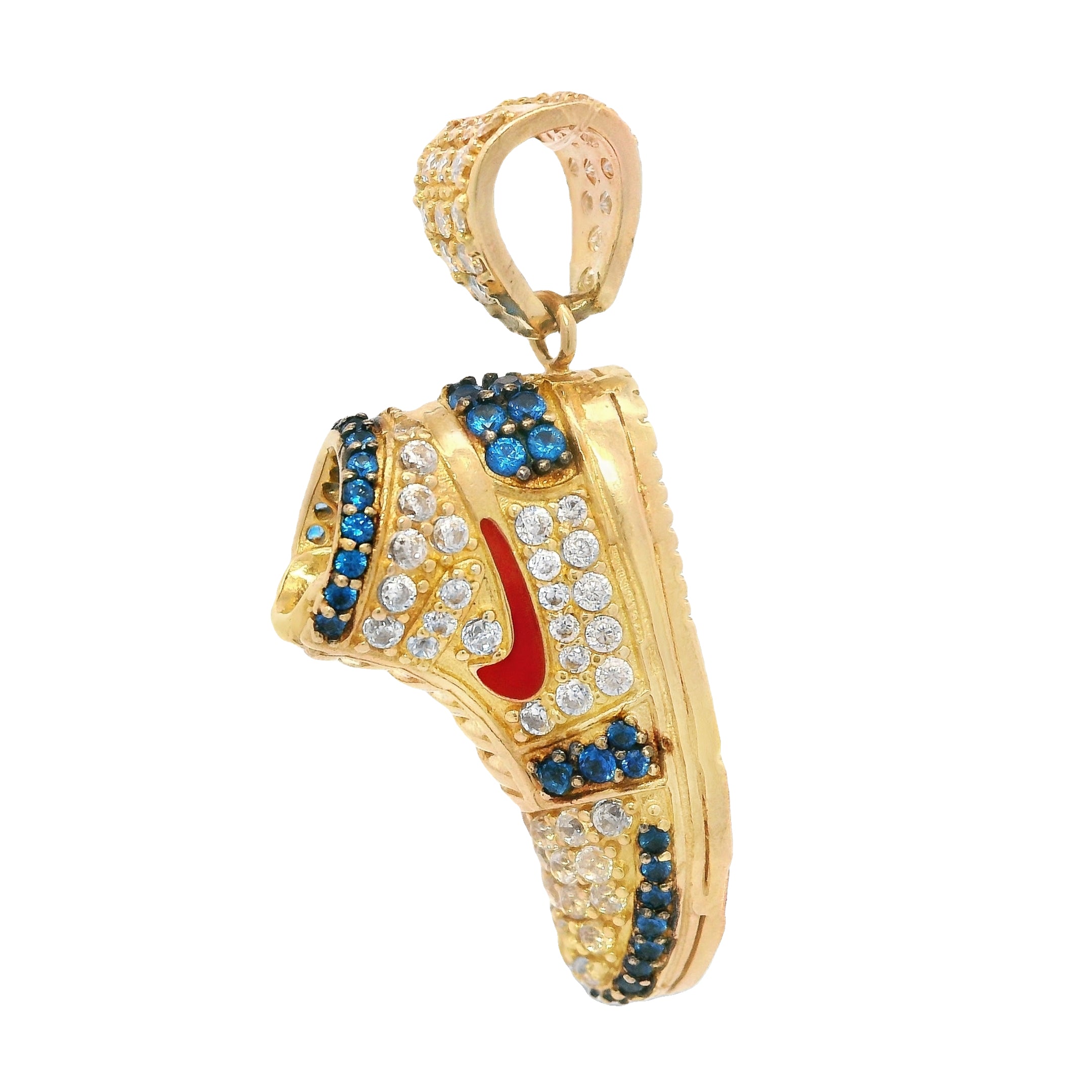 14K Gold CZ Air One Shoes Pendant Necklace - 1.2 Inch Sneaker Charm Jewelry for Men & Women - Perfect for Sneakerheads, Sports Fans & Fashion Gifts