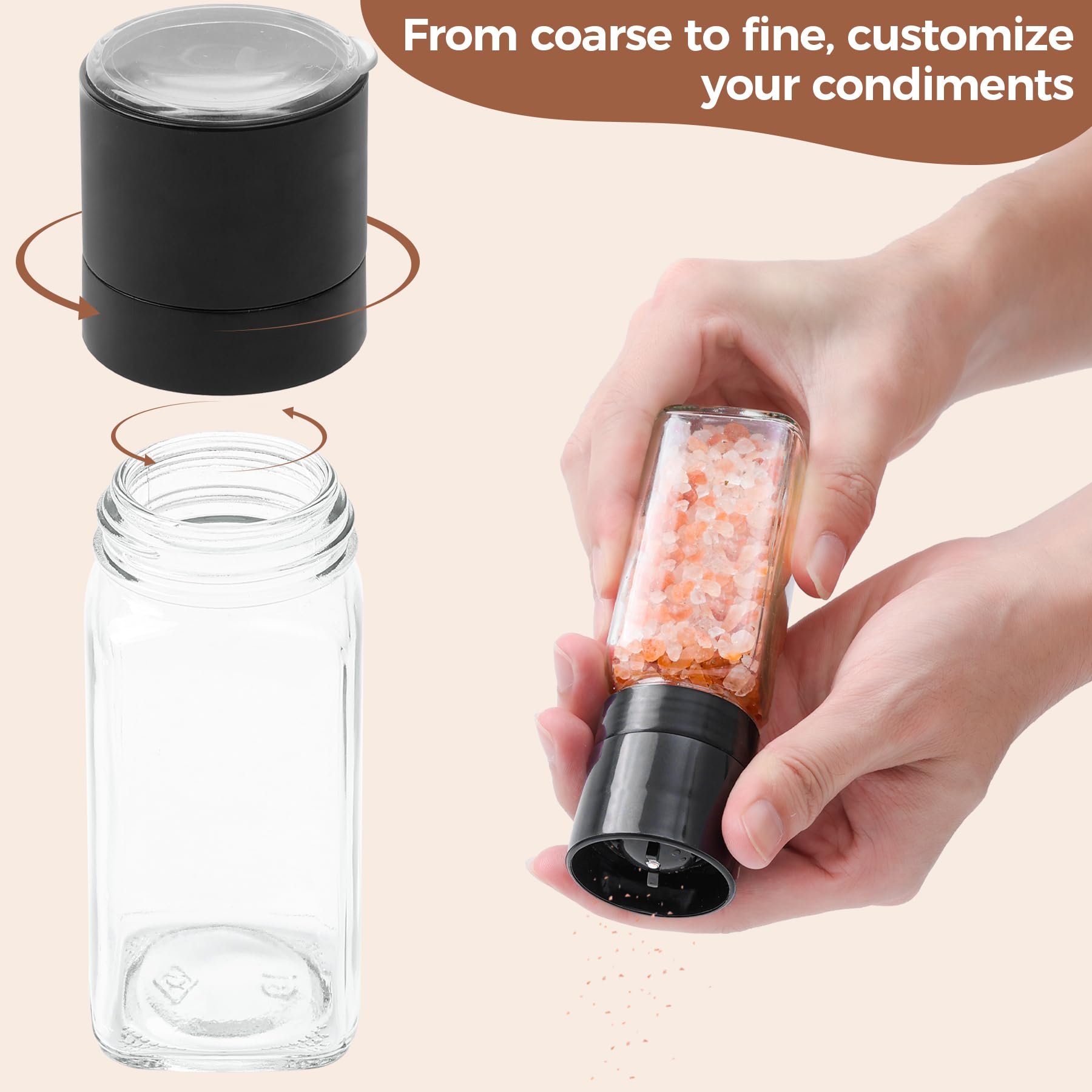 ComSaf 24-Piece 4oz Glass Spice Jars Set with Shaker Lids - Includes 93 Labels, Handy Funnel, Pepper Grinder & Square Spice Bottles - Perfect for Kitchen Organization, Seasoning Storage & DIY Spice Blends