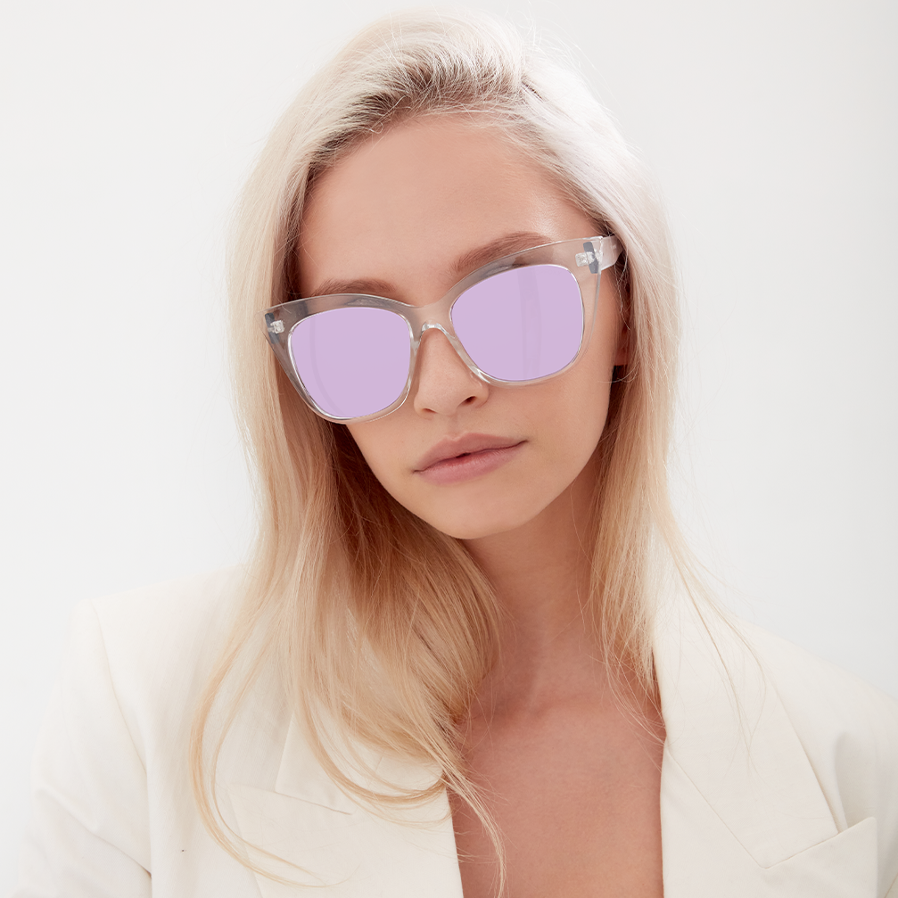 Venice Cateye Clear Purple Prescription Glasses - Trendy Cat Eye Eyewear for Women, UV Protection & Blue Light Blocking - Perfect for Reading, Working & Fashion Accessories
