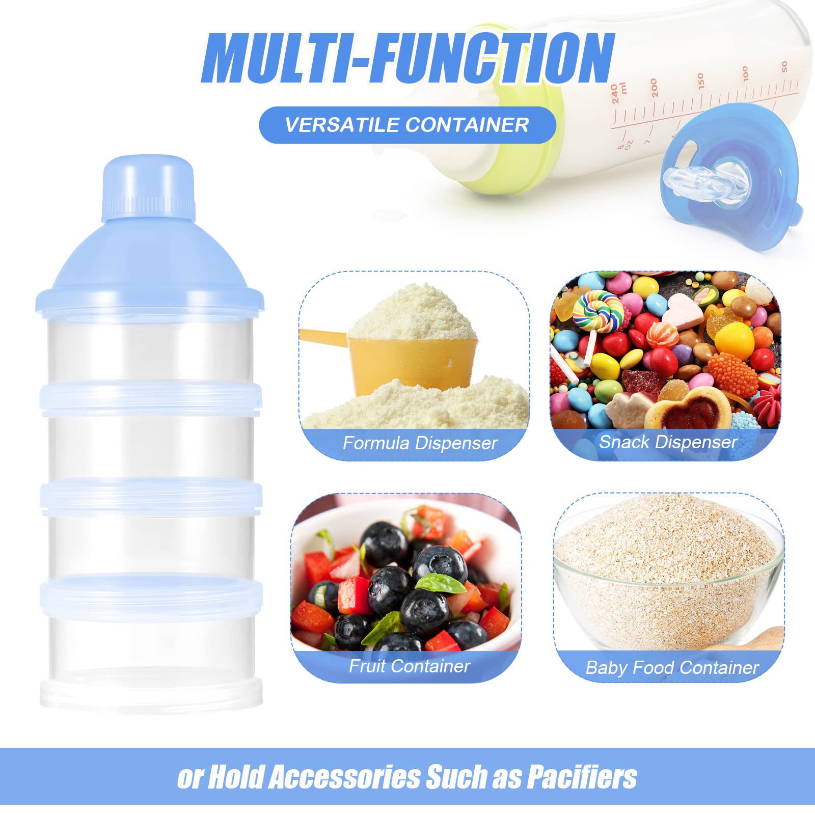 Premium BPA-Free Milk Powder Dispenser Container - Portable Formula Powder Storage Box for Baby Food, Travel & Outdoor Activities - Ideal for Camping, Hiking & On-the-Go Parenting (Blue)