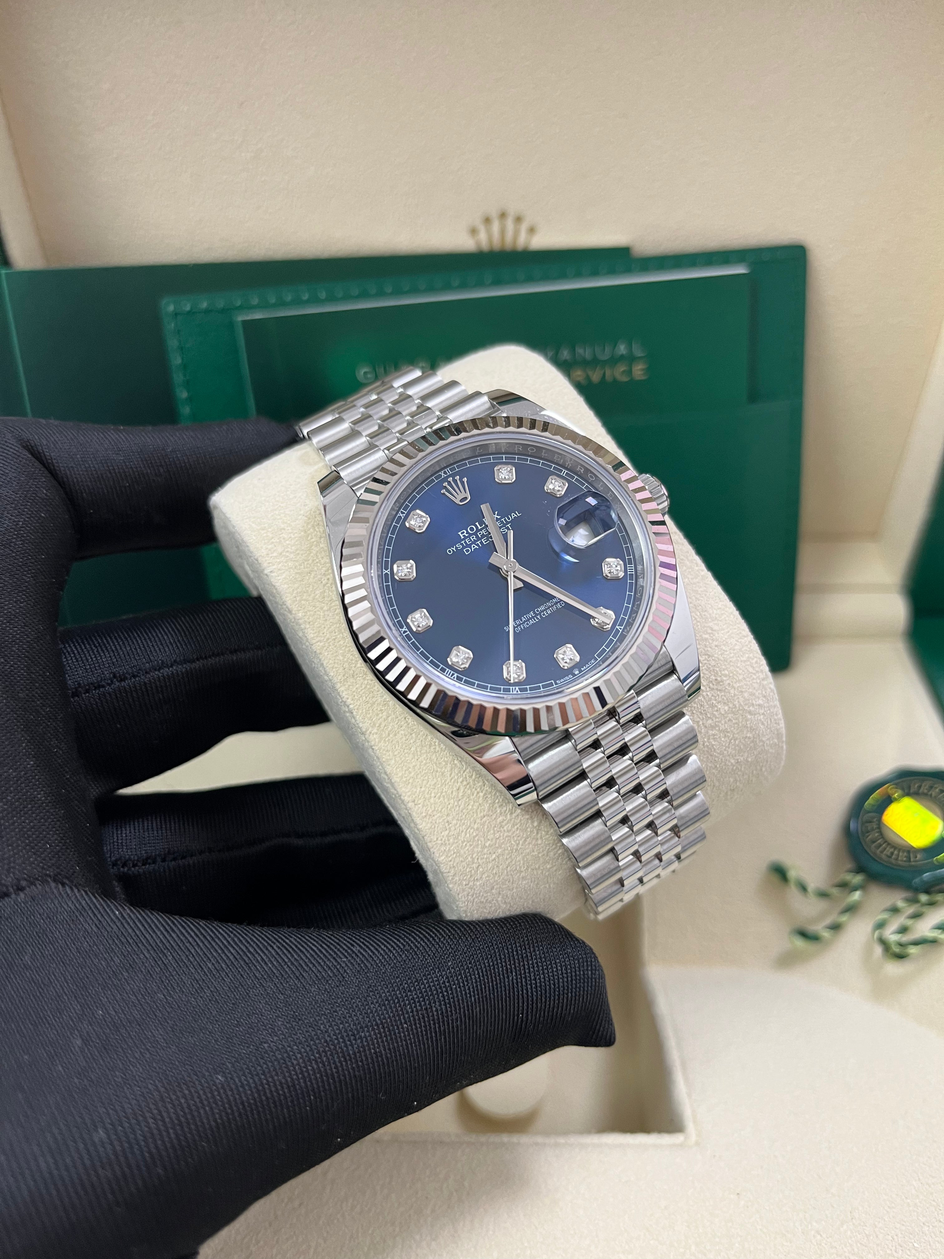 Rolex Datejust 41 Men's Watch - Fluted Bezel, Blue Diamond Dial, Jubilee Bracelet (Ref.126334) | Luxury Automatic Watch for Business, Gifts & Special Occasions