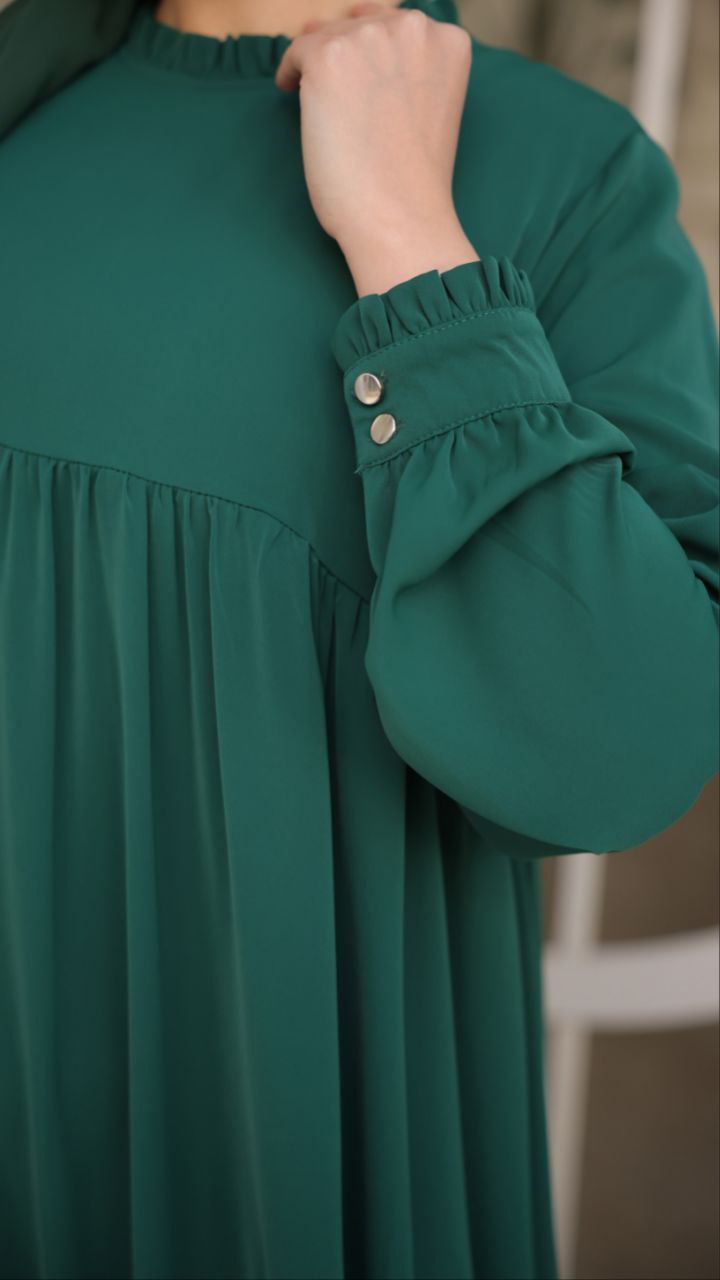 Elegant Gathered Sleeve Long Maxi Abaya Dress for Women - Modest Islamic Clothing for Prayer, Special Occasions & Everyday Wear