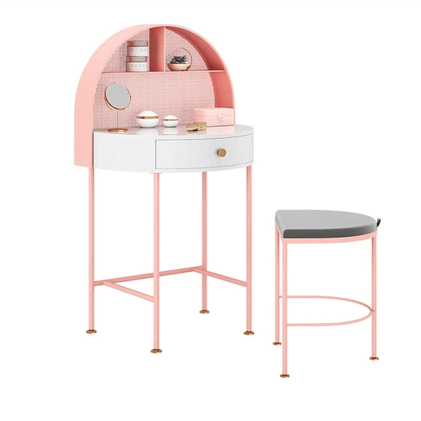 Tolalo Vanity Table and Chair Set with Mirror, Pink Makeup Dressing Table with Drawers - Perfect for Bedroom, Dressing Room & Beauty Salon