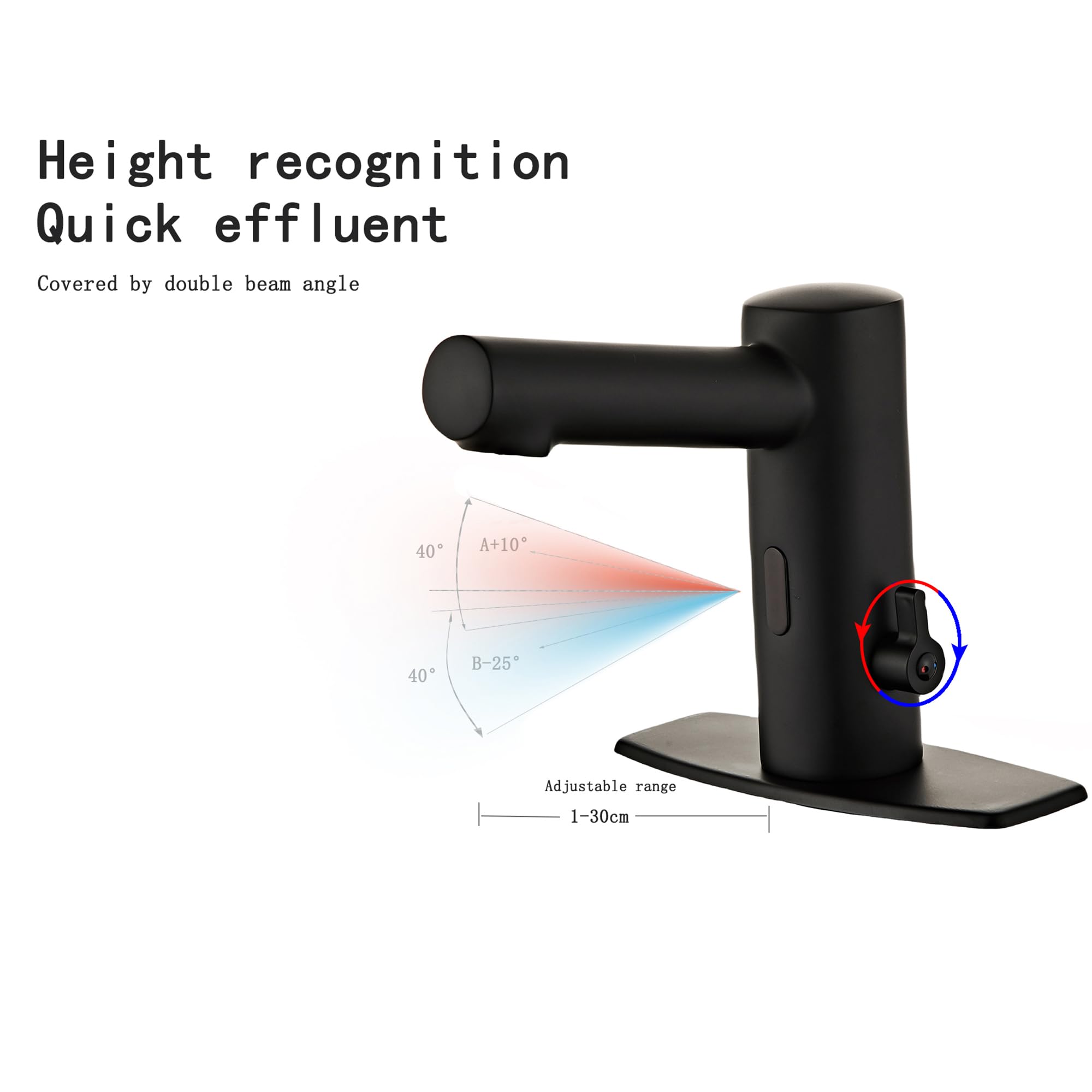 Automatic Touchless Bathroom Sink Faucet with Motion Sensor - Hands-Free Sensor Activated Water Tap for Hotel, Hospital & Home - Matt Black Finish (CEC DOE Certified) - Perfect for Hygienic Washrooms and Public Spaces