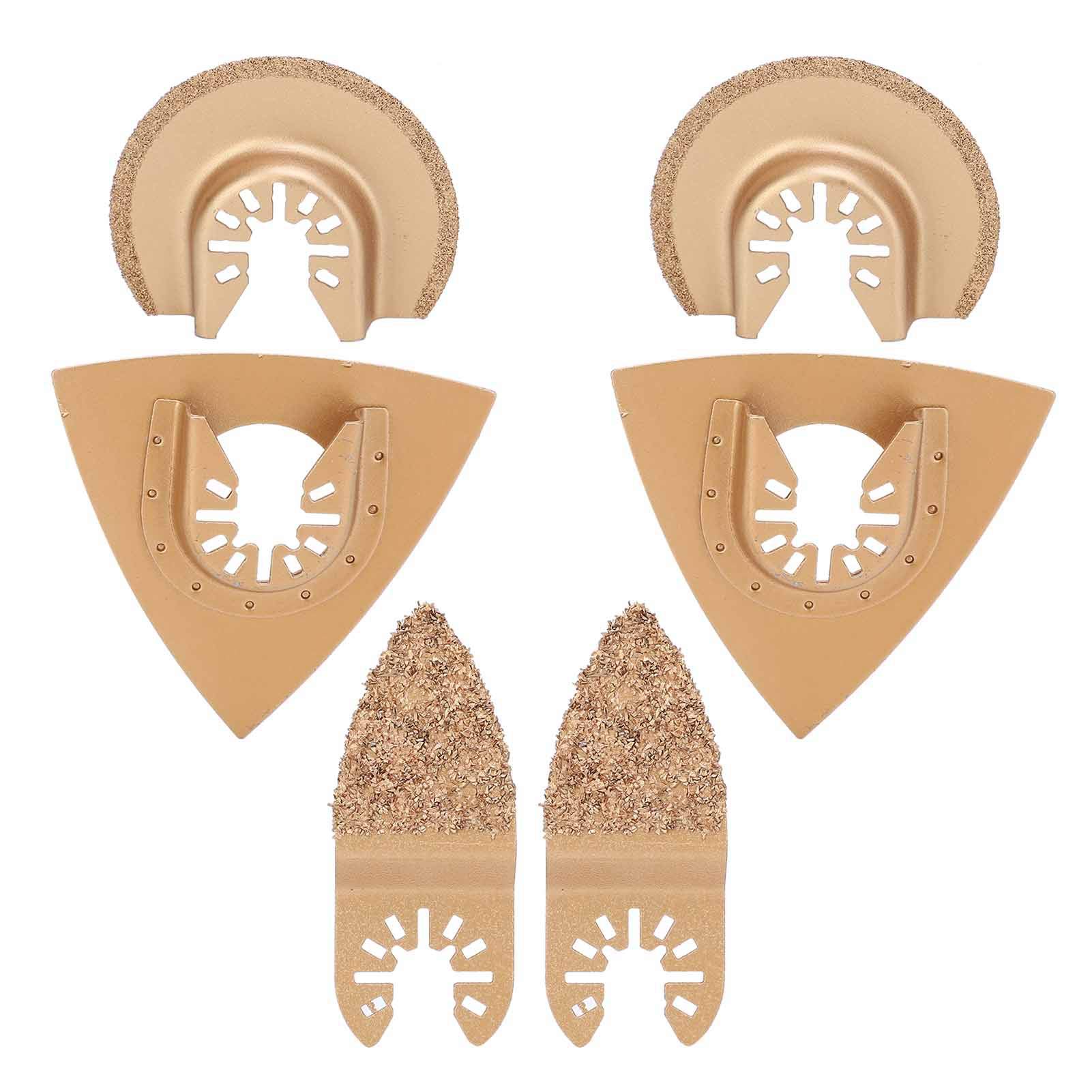 YWBL-WH 6-Piece Hard Alloy Oscillating Saw Blades Kit - Multi-Purpose Cutting Tool for Wood, Metal & Plastic (Gold) | Perfect for DIY Projects, Home Renovation & Professional Construction Work