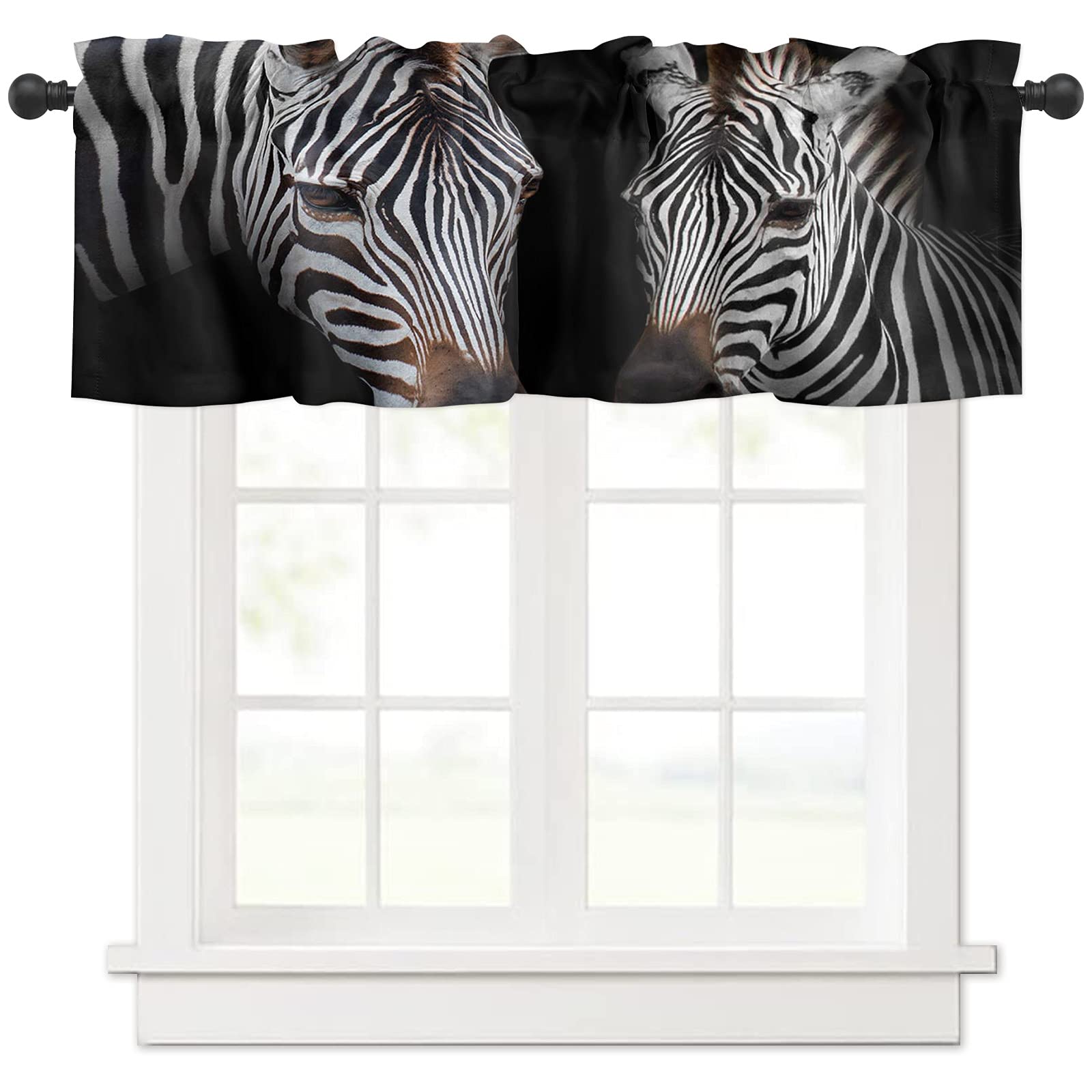 Black and White Striped Zebra Valance Curtains 54