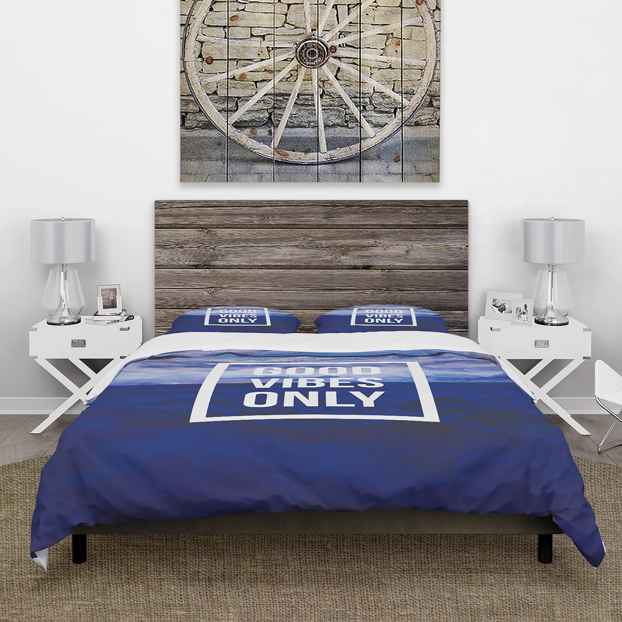Blue Abstract Duvet Cover Set King - 3-Piece Bedding for All Seasons