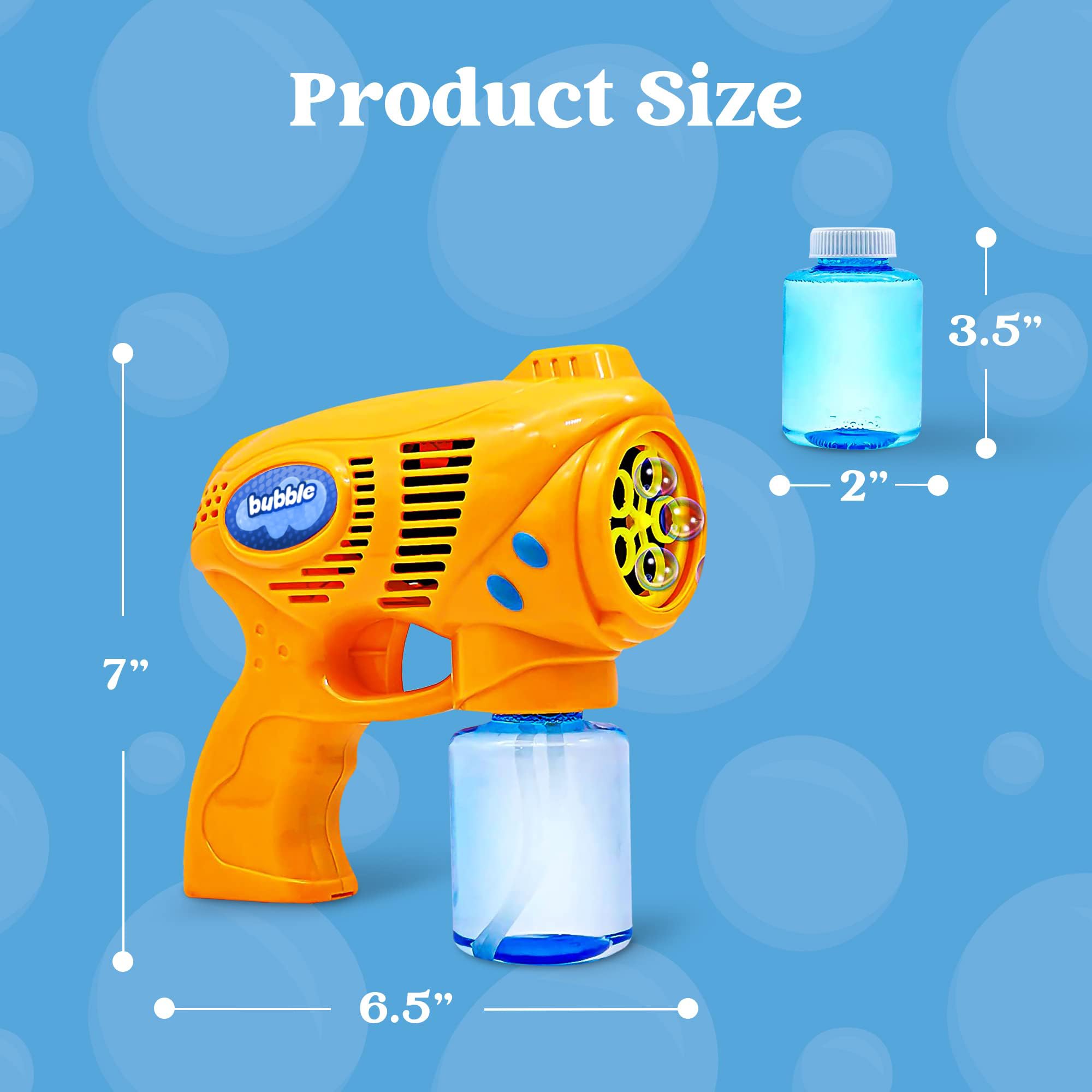 JOYIN 2 Pack Bubble Guns with 2 Bottles Refill Solution (10 oz Total) - Bubble Blower Maker Toy for Kids & Toddlers - Outdoor Play, Birthday Party Favors, Easter Basket Stuffers - Perfect for Backyard Fun, Park Playdates and Summer Activities (Yellow+Orange)