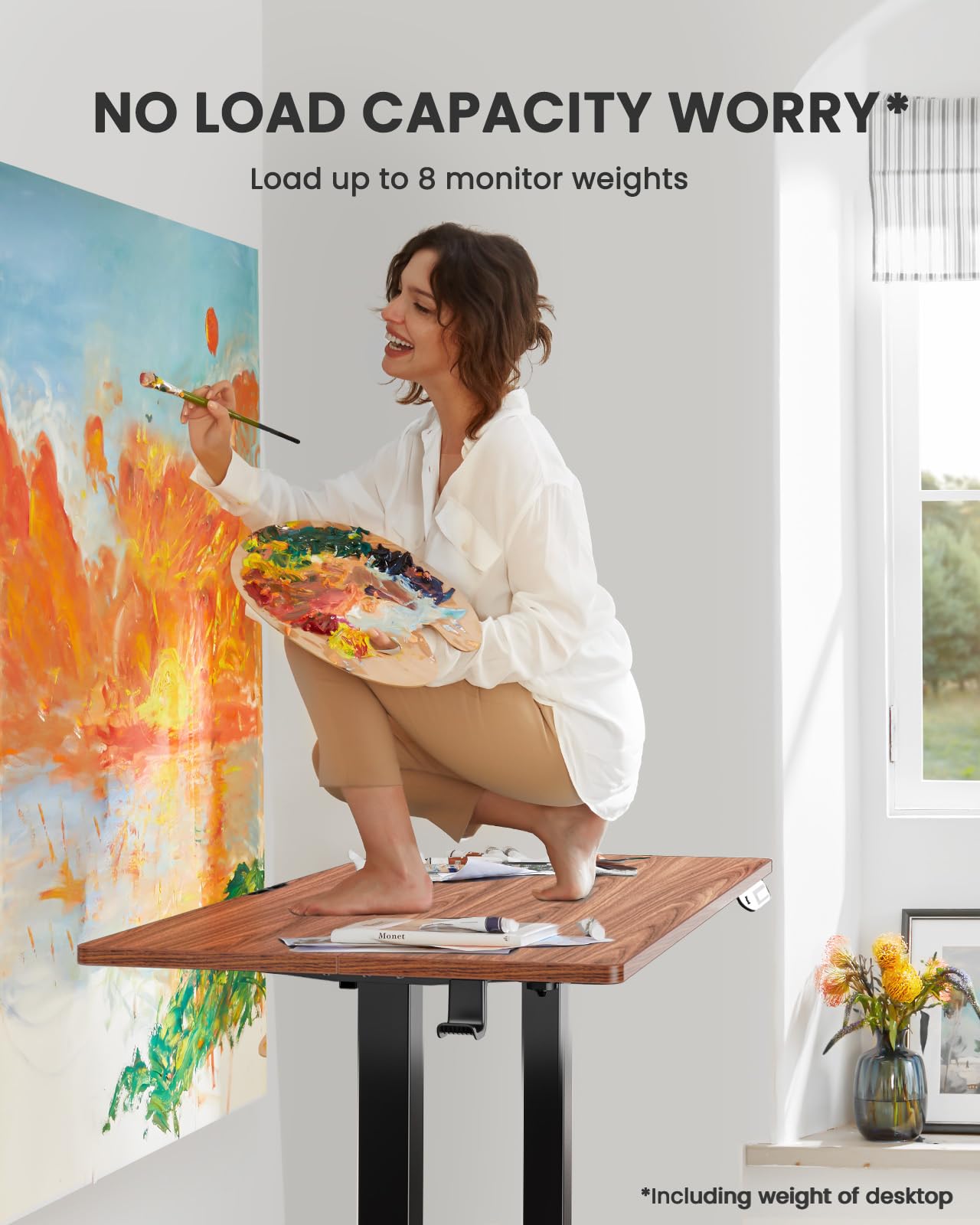 ErGear 55 x 28 Inches Electric Height Adjustable Standing Desk with Memory Function - Sit Stand Home Office Desk for Computer Work (Espresso) | Perfect for Home Office, Gaming Setup & Remote Work
