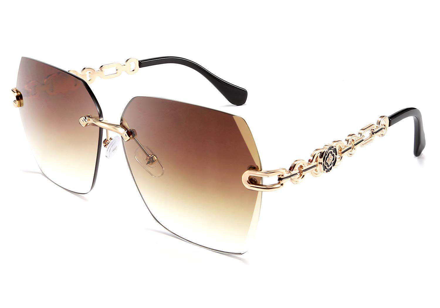 Trendy Hexagonal Rimless Sunglasses for Women - Gradient Lenses for Outdoor Fashion