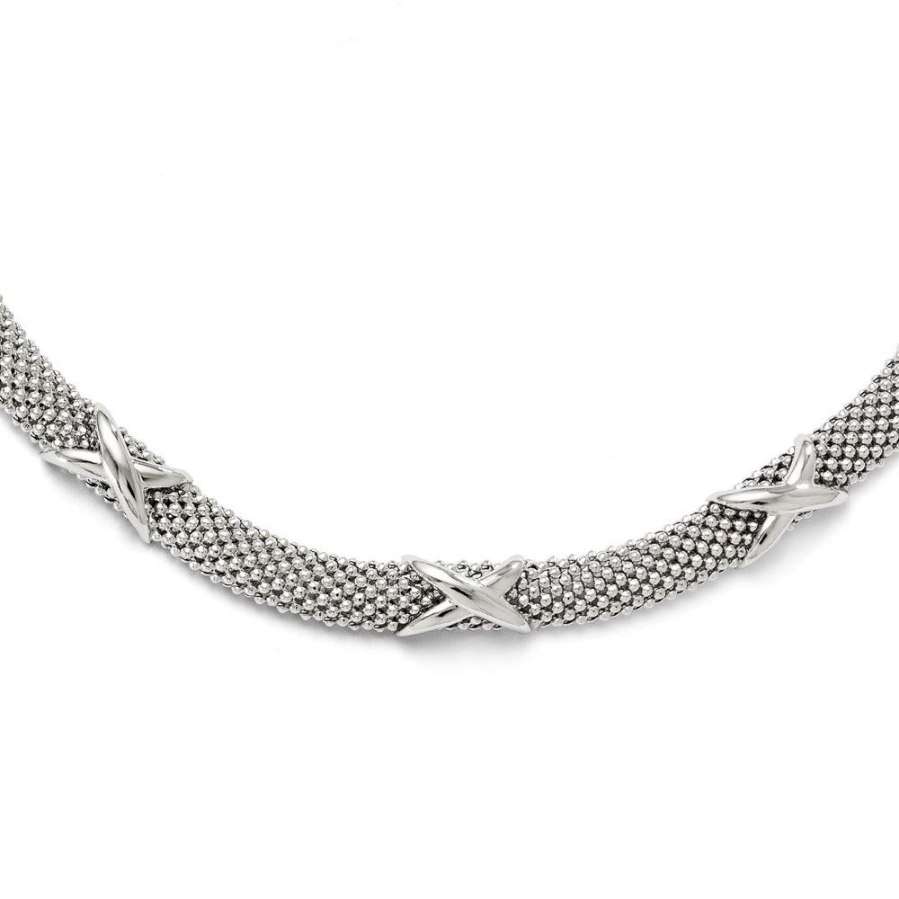925 Sterling Silver Fold Over Polished Mesh Necklace - 18 Inch Elegant Jewelry Gift for Women | Perfect for Weddings, Anniversaries & Special Occasions