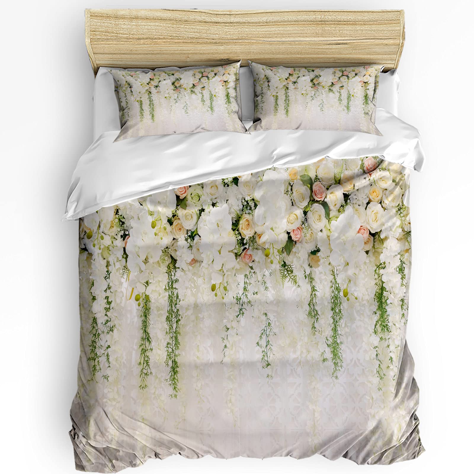 RainbowDay 3-Piece California King Duvet Cover Set - Soft Floral Bouquet Rose Design, Wrinkle-Free & Washable with Zipper Closure (1 Duvet Cover + 2 Pillow Shams) | Luxury Bedding for Master Bedroom, Guest Room & Vacation Homes