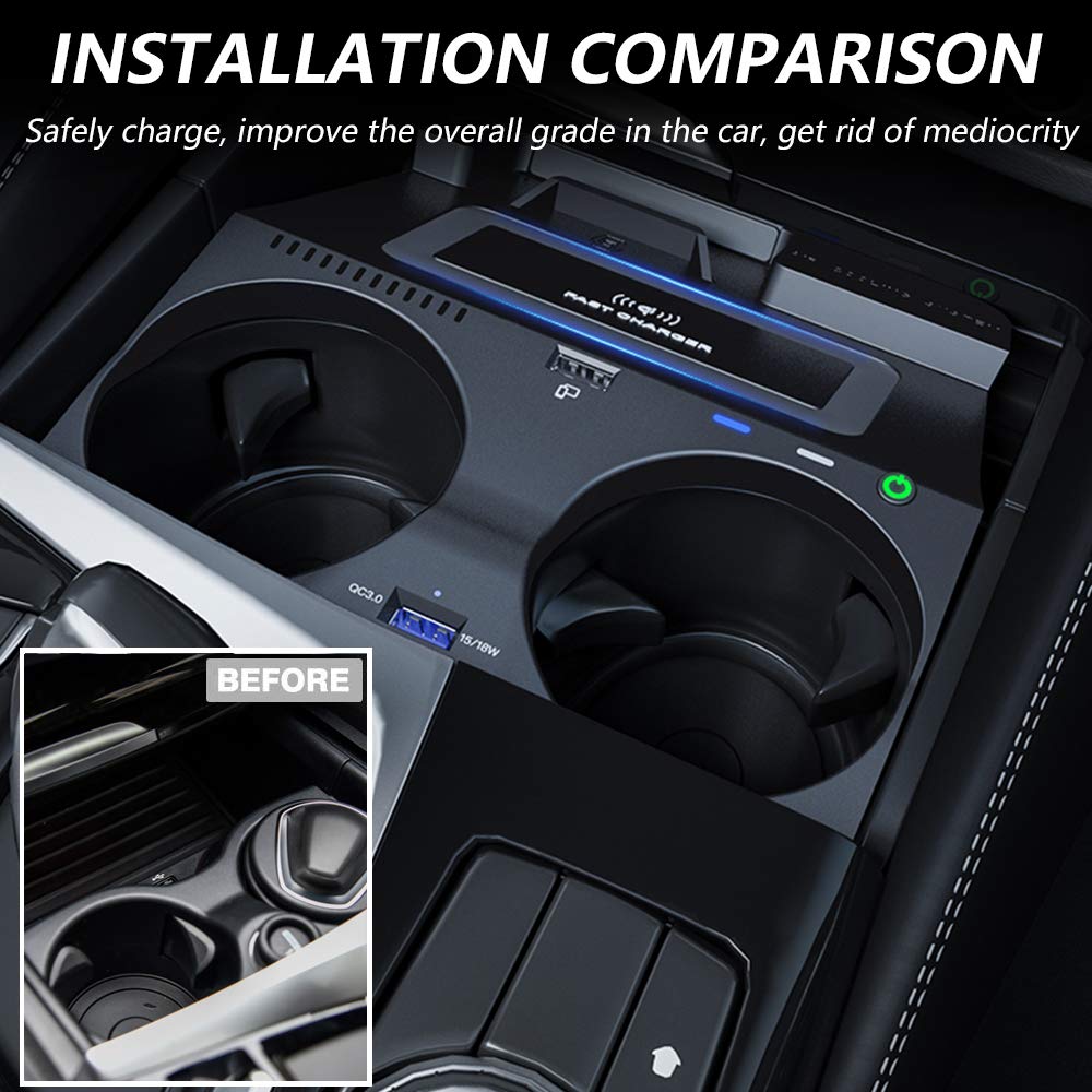 BMW 5 Series G30 G31 & 6 Series GT 2018-2020 Wireless Car Charger - 15W Fast Qi Charging Pad with USB Port for iPhone, Samsung & Qi-Compatible Phones | Perfect for Commuting & Road Trips