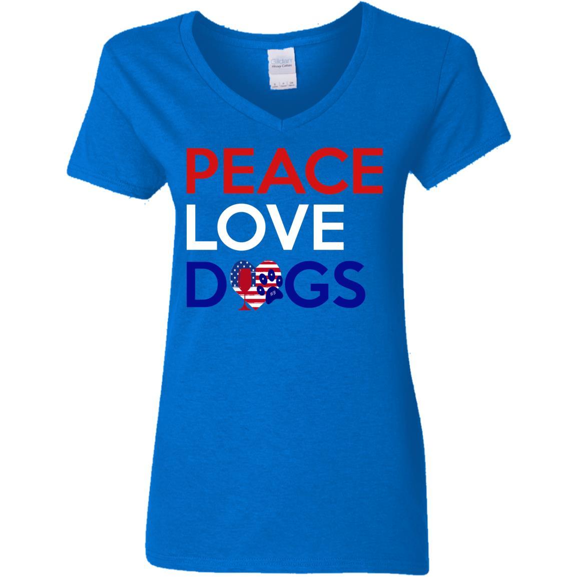 Peace Love Dogs Women's 5.3 oz V-Neck T-Shirt | Soft Cotton Casual Tee for Dog Lovers | Perfect for Casual Wear, Dog Walks & Pet Lover Gifts